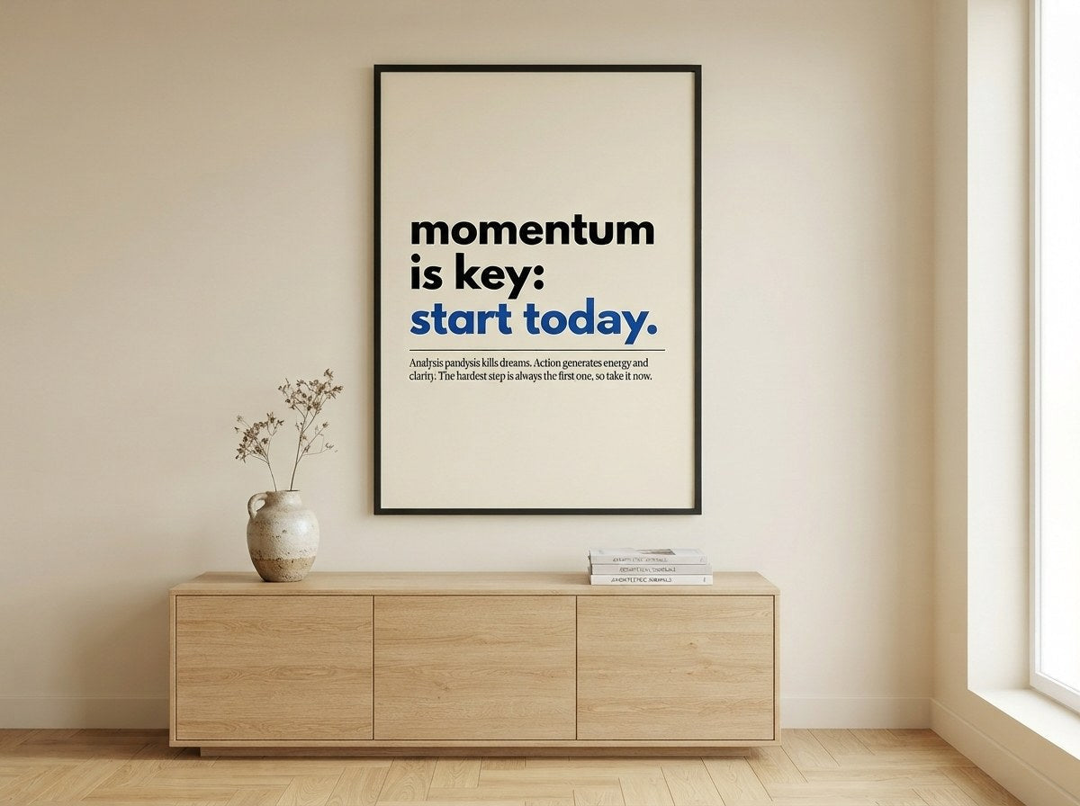 Ofis duvar dekorasyonu koleksiyonu, Momentum Is Key motivasyon posteri