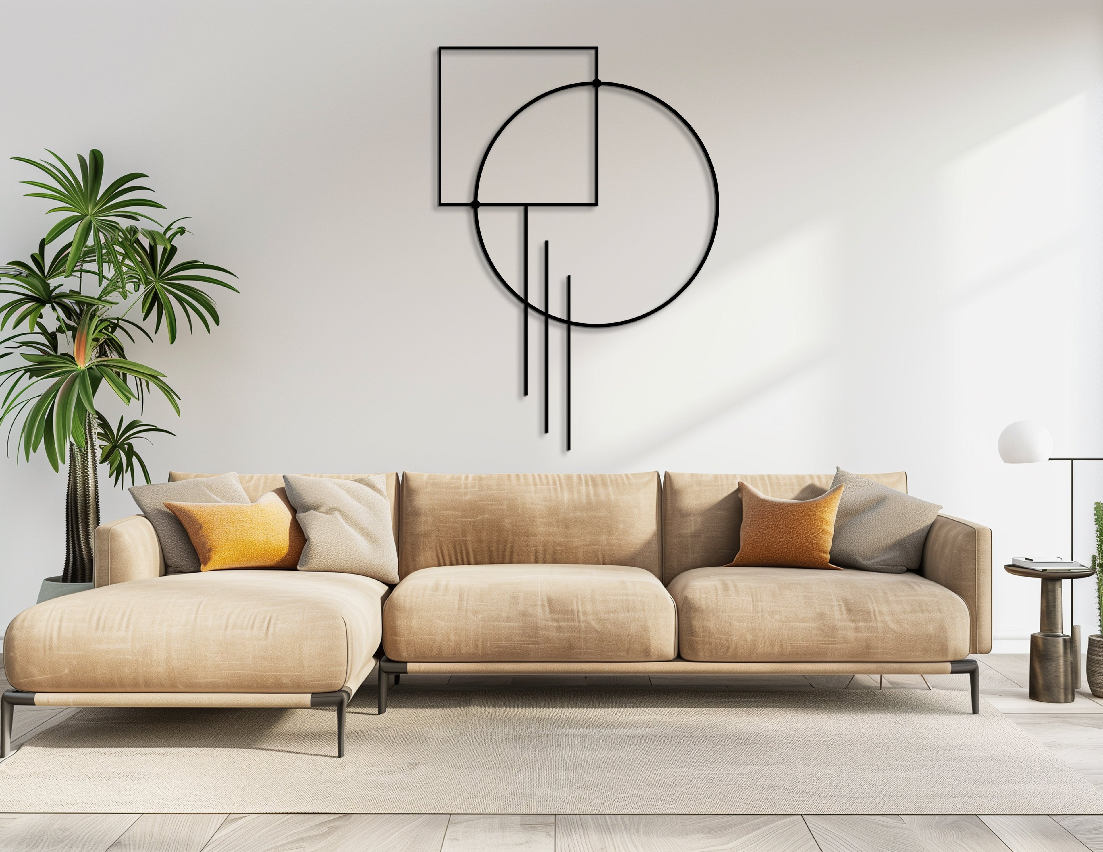 Minimalist duvar dekorasyonu için geometrik çizgiler ahşap duvar dekoru