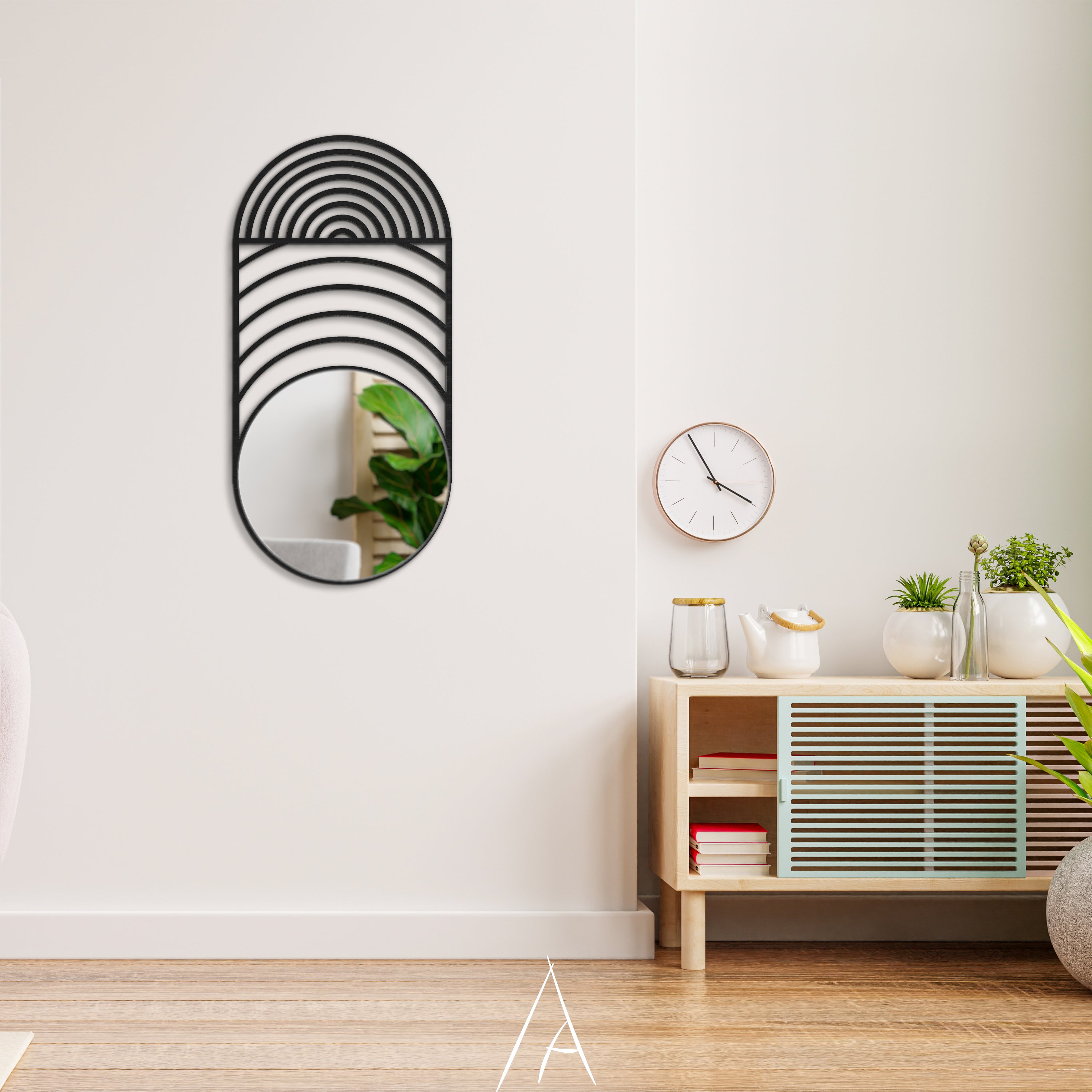 Modern Dalga Formlu Oval Duvar Aynası