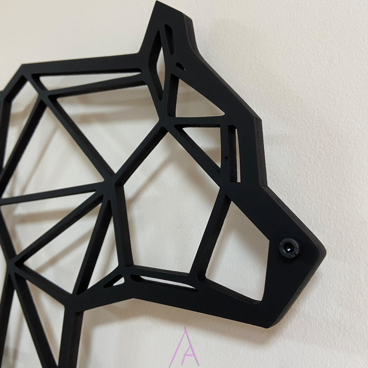 Ayı temalı geometrik duvar dekoru, genç odası için ahşap duvar sanatı, yakın detay