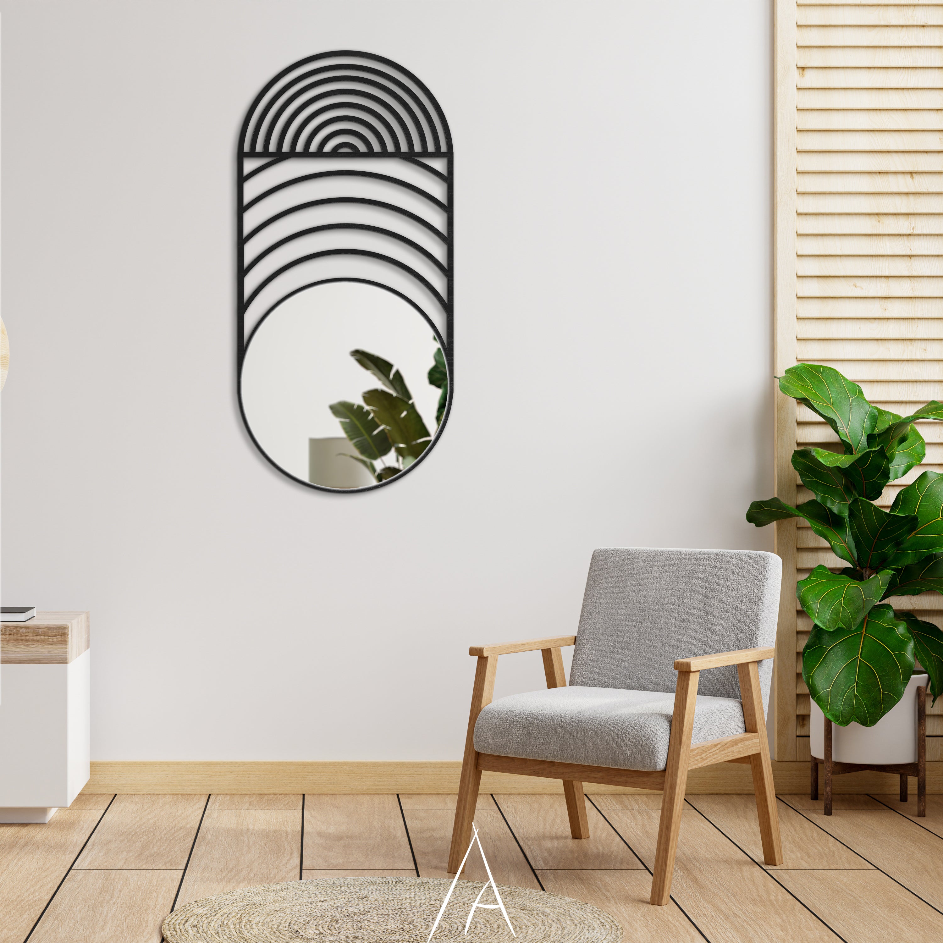 Modern Dalga Formlu Oval Duvar Aynası