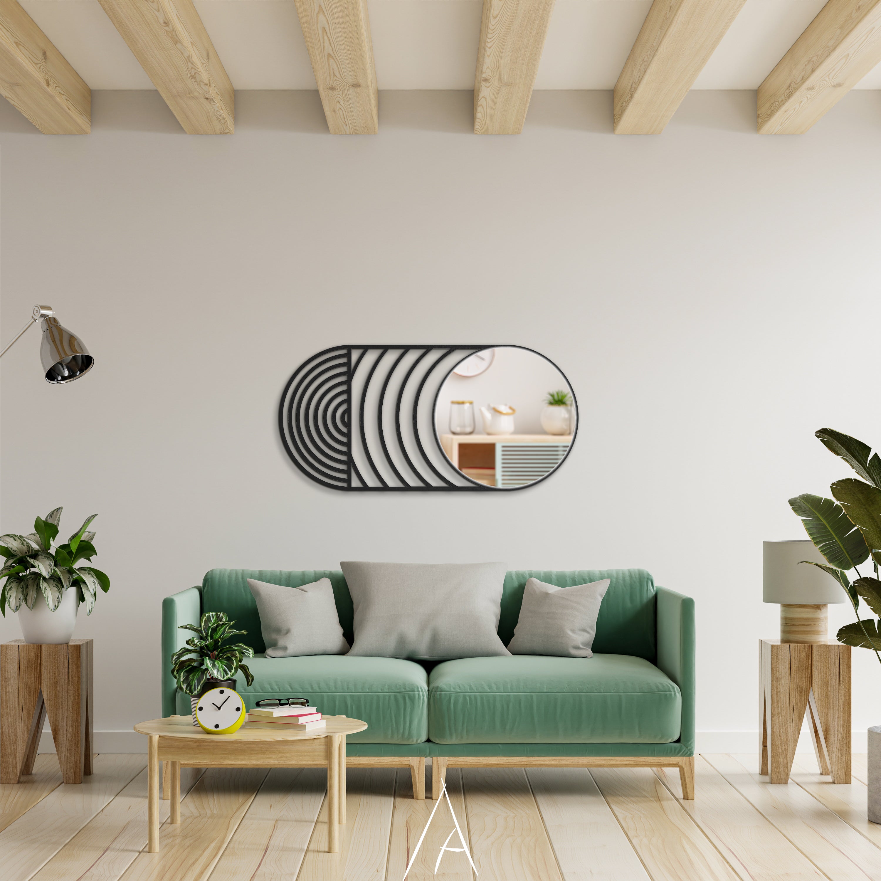 Modern Dalga Formlu Oval Duvar Aynası