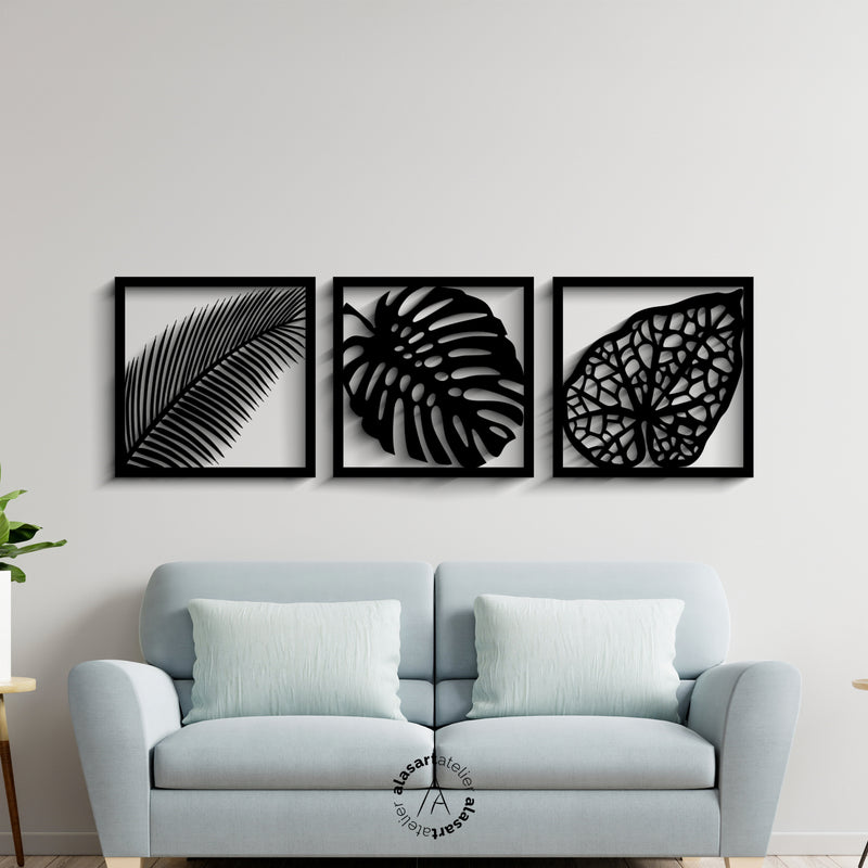 3’lü Yaprak Duvar Dekoru Seti