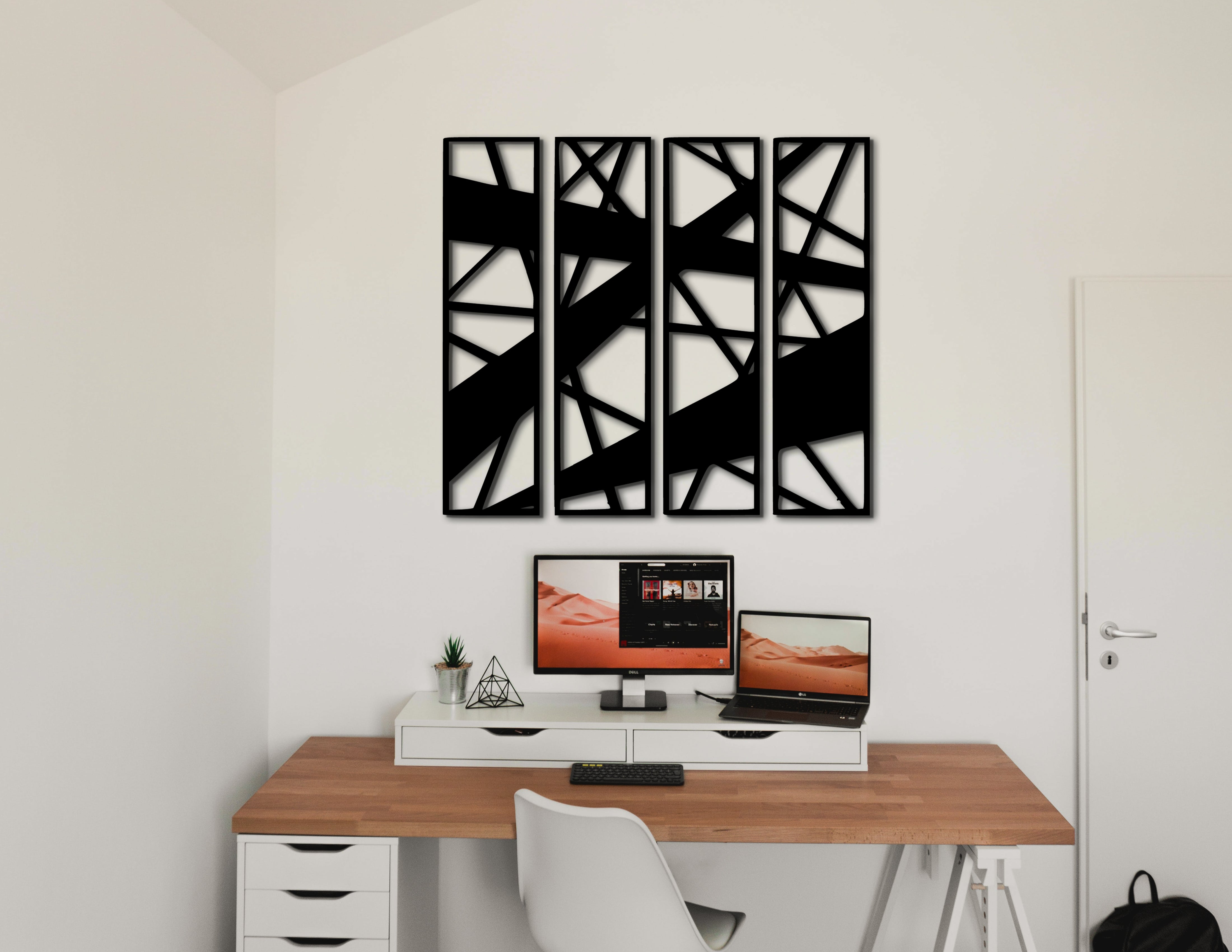 4’lü Geometrik Ahşap Duvar Dekoru Seti