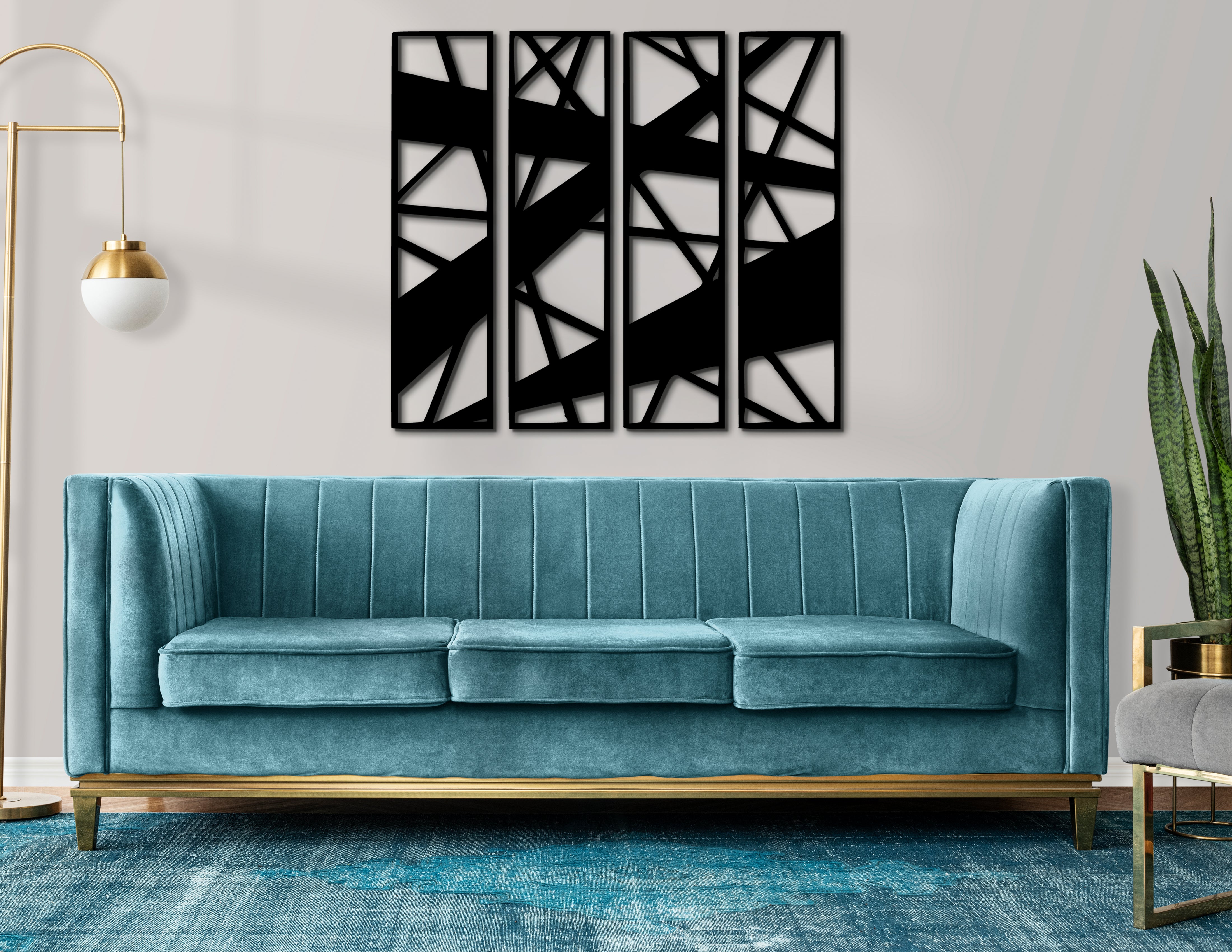 4’lü Geometrik Ahşap Duvar Dekoru Seti