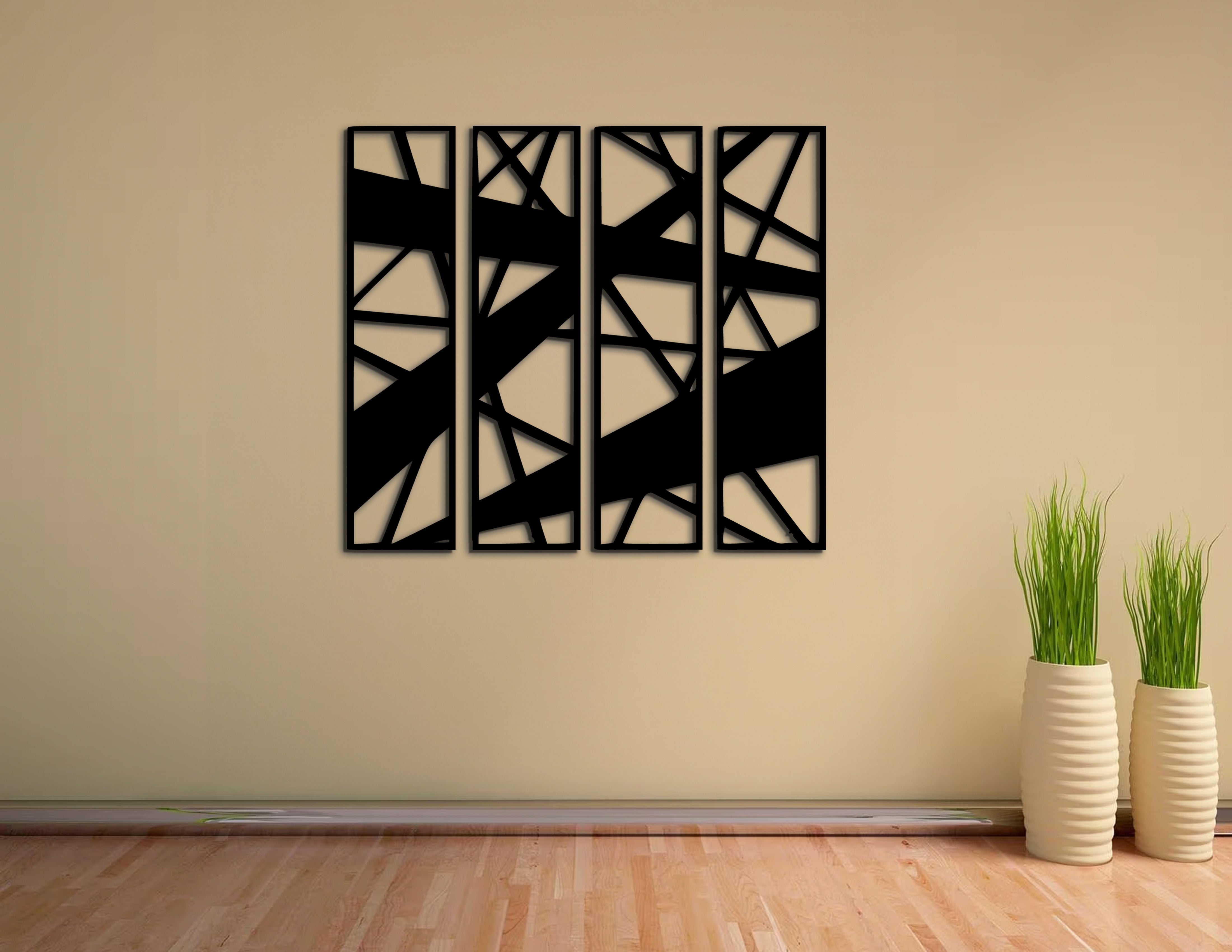 4’lü Geometrik Ahşap Duvar Dekoru Seti