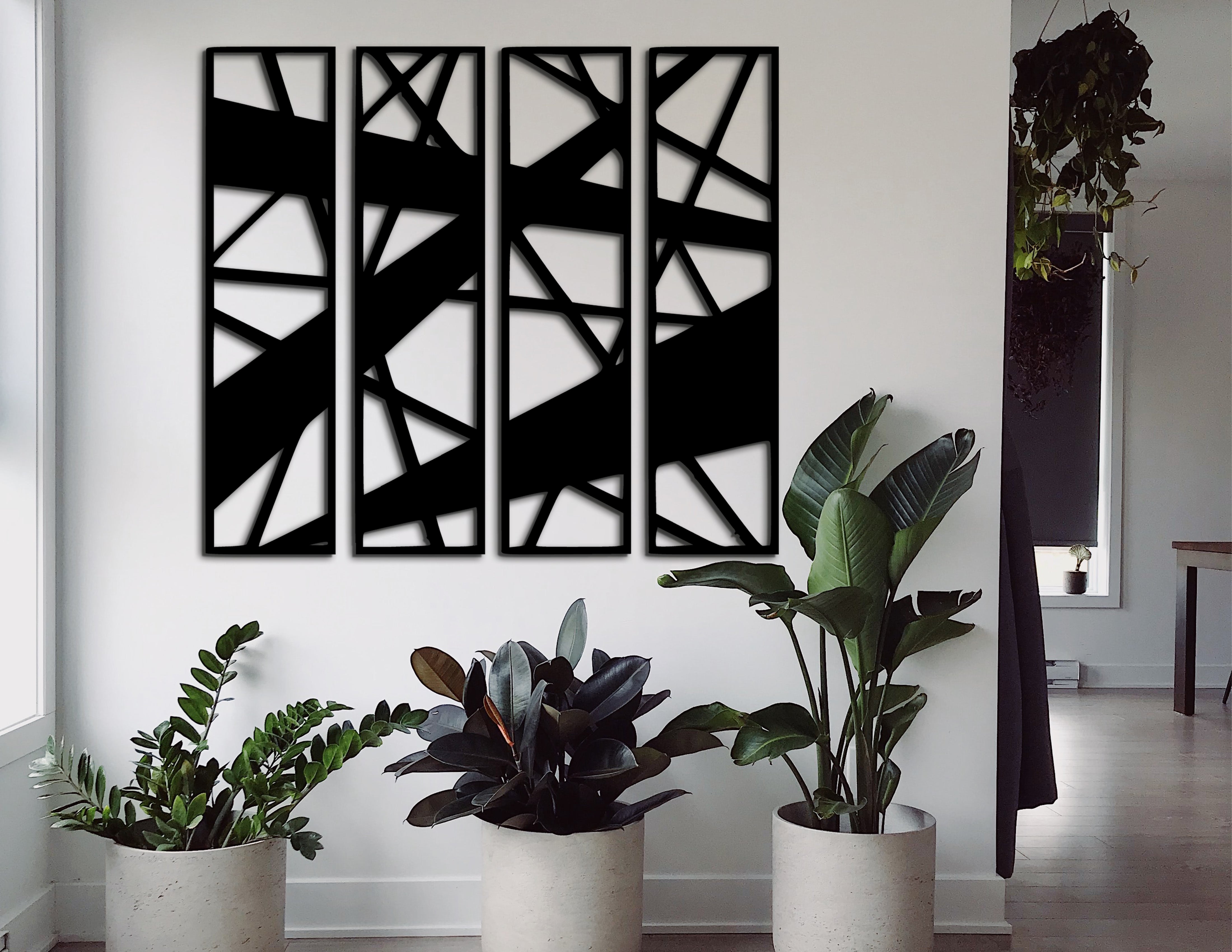 4’lü Geometrik Ahşap Duvar Dekoru Seti