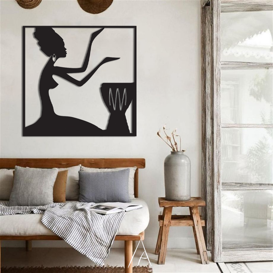 Afrikalı Kadın Ahşap Duvar Tablosu