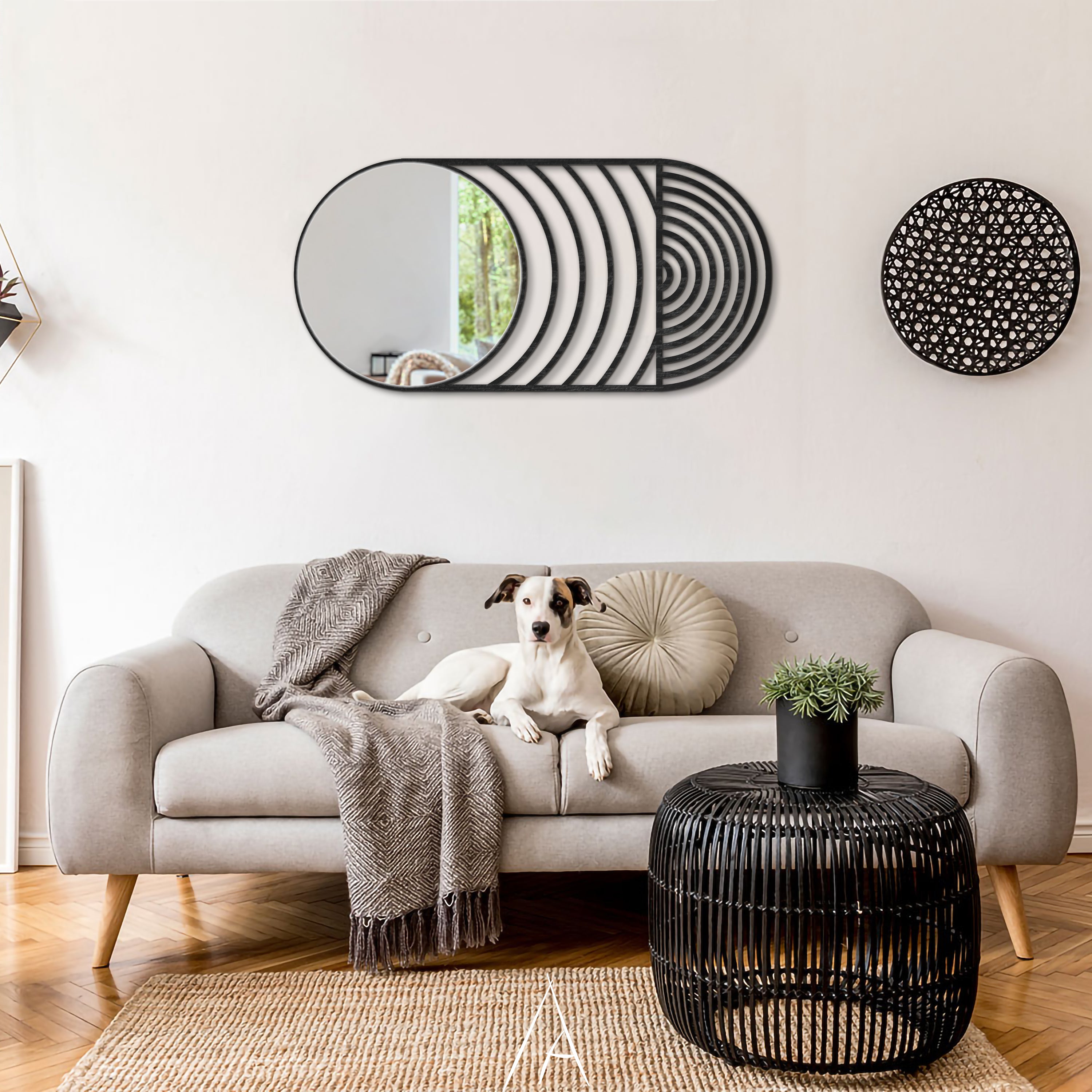 Modern Dalga Formlu Oval Duvar Aynası