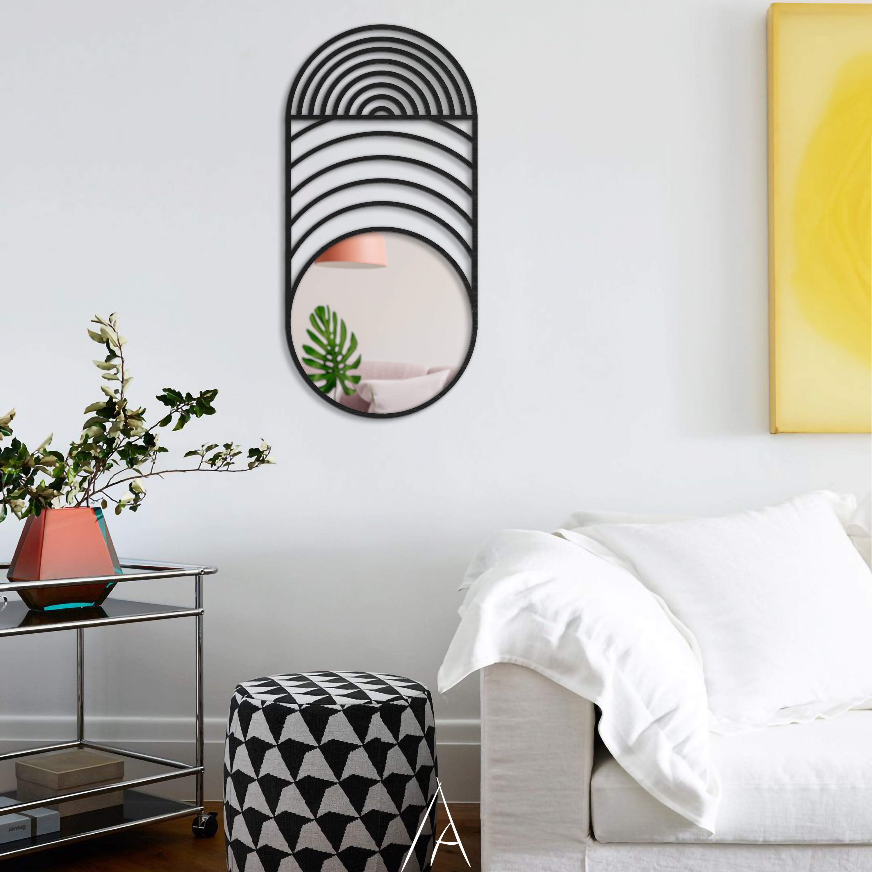 Modern Dalga Formlu Oval Duvar Aynası