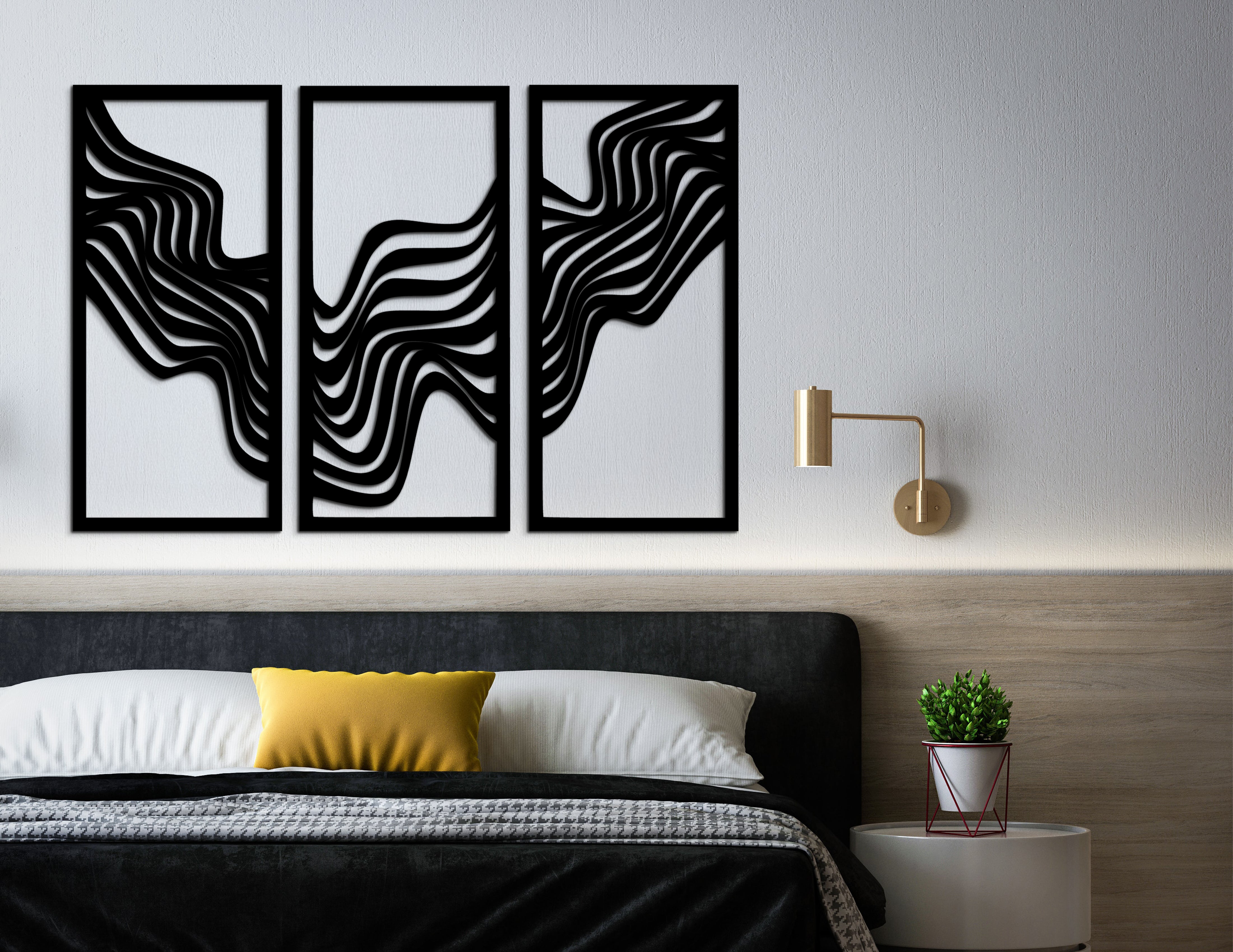 Trio Abstract - 3’lü Geometrik Ahşap Duvar Dekoru