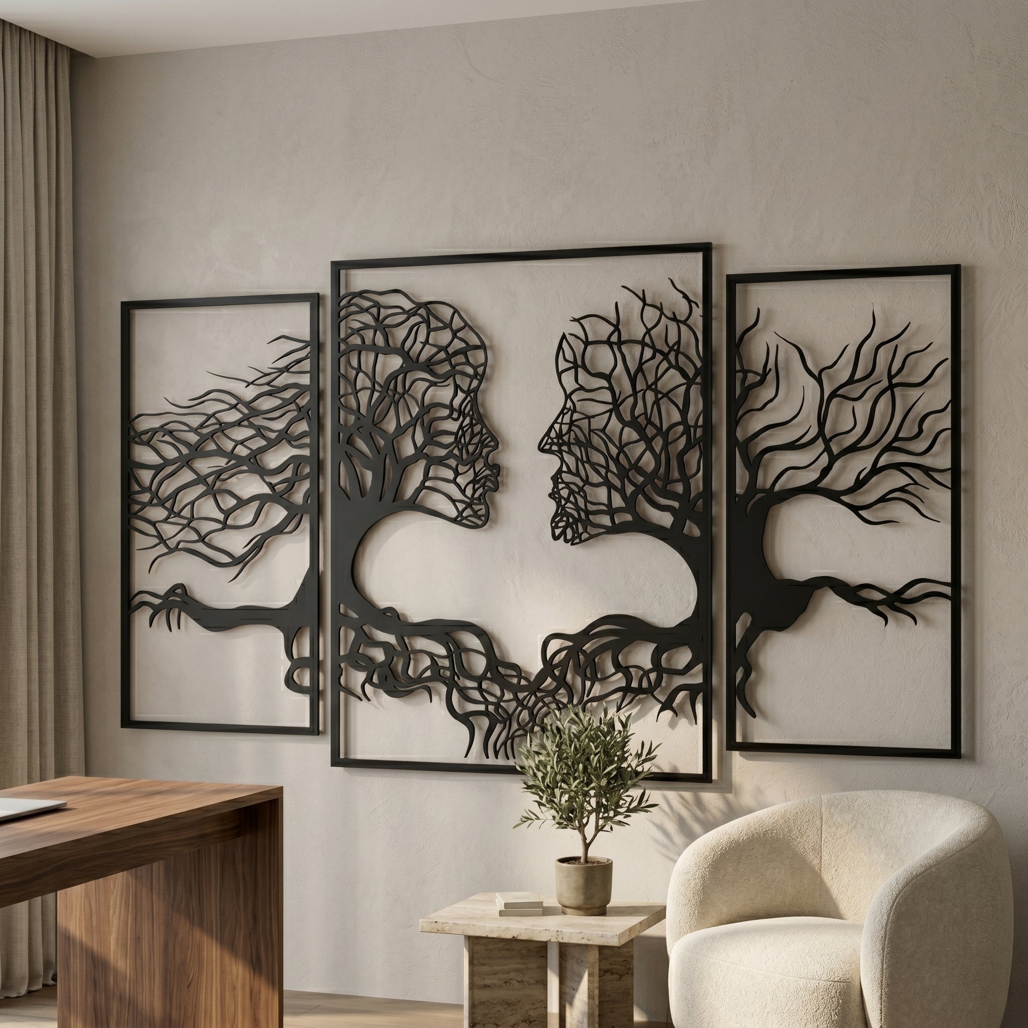 Abstract Faces 3-Piece Wooden Wall Decor