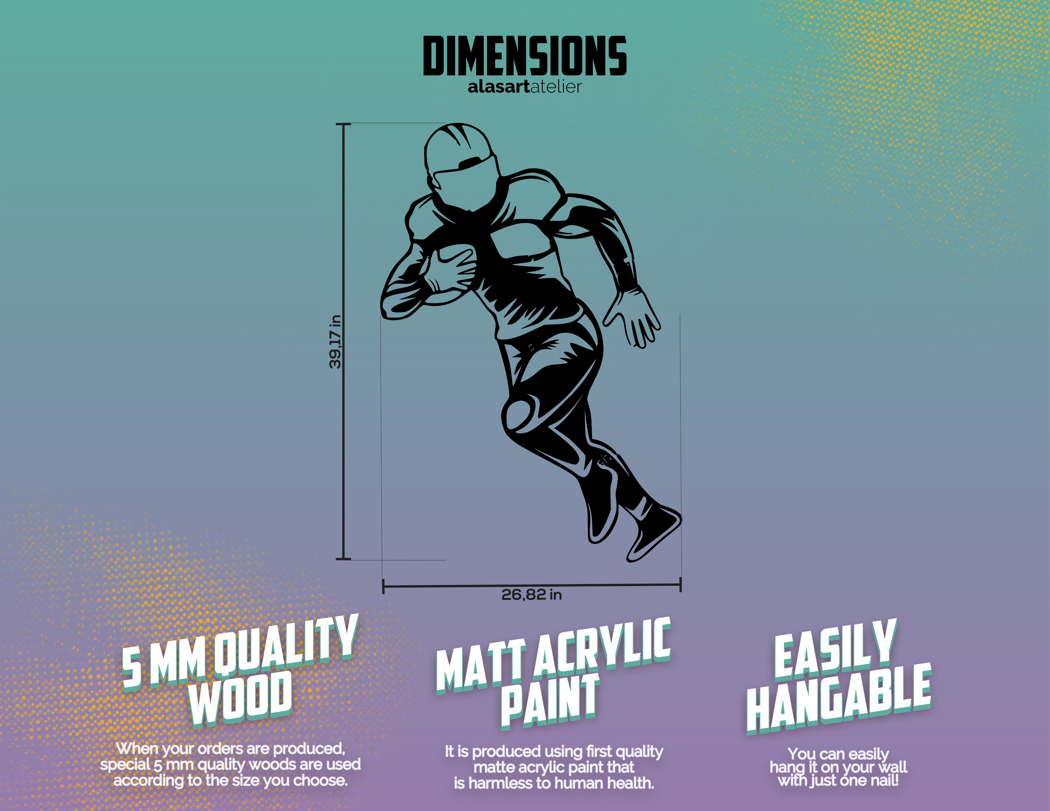 Amerikan Futbolu Oyuncusu Duvar Dekoru