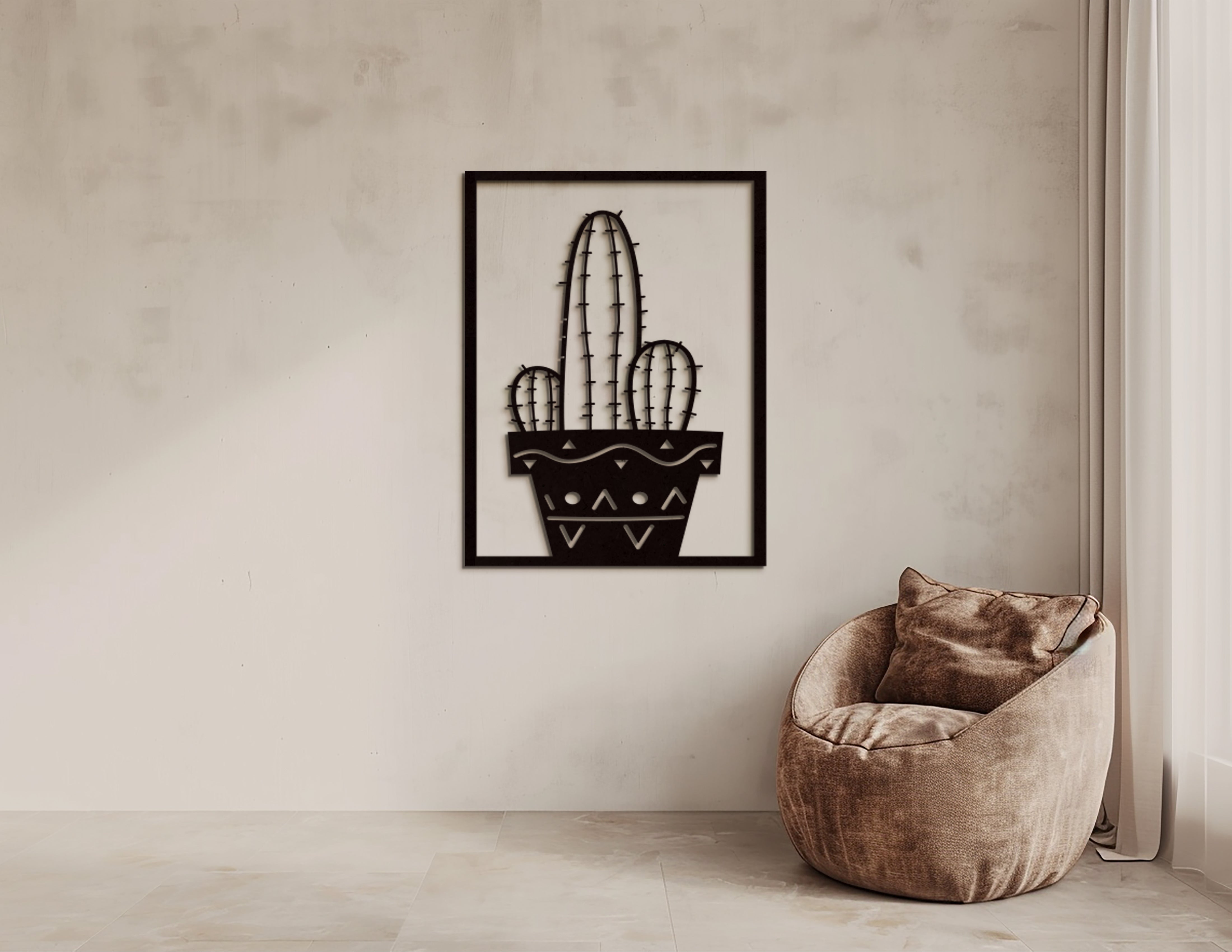 Geometrik Kaktüs Duvar Dekoru