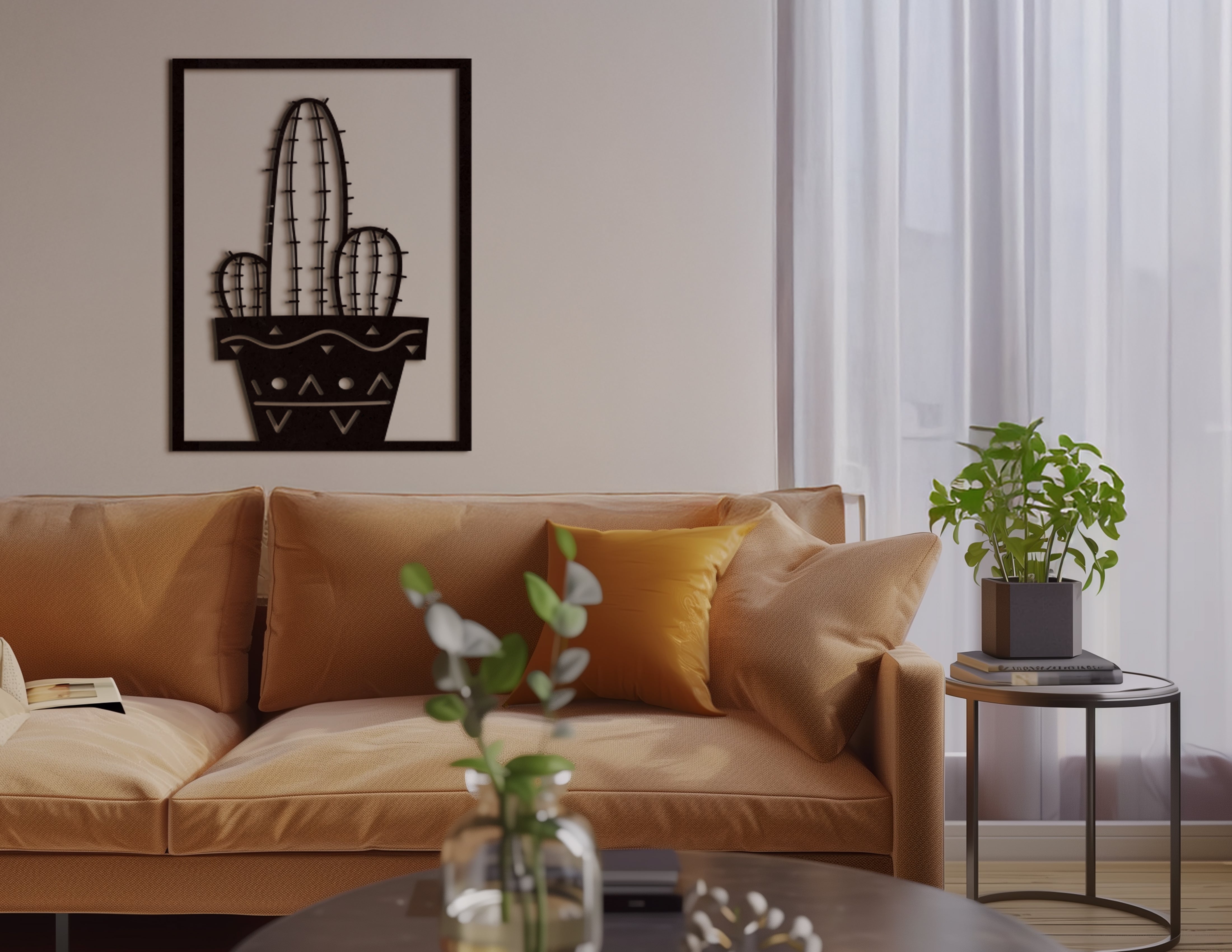 Geometrik Kaktüs Duvar Dekoru