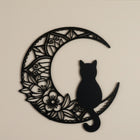 Moon Cat Floral Crescent Wall Decor