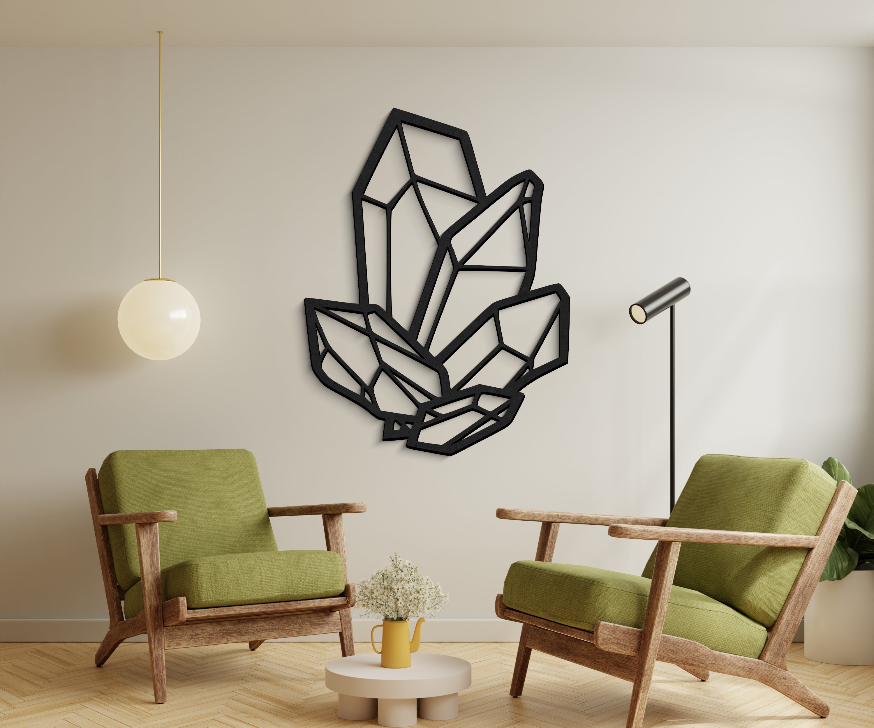 Geometrik Kristal Ahşap Duvar Dekoru