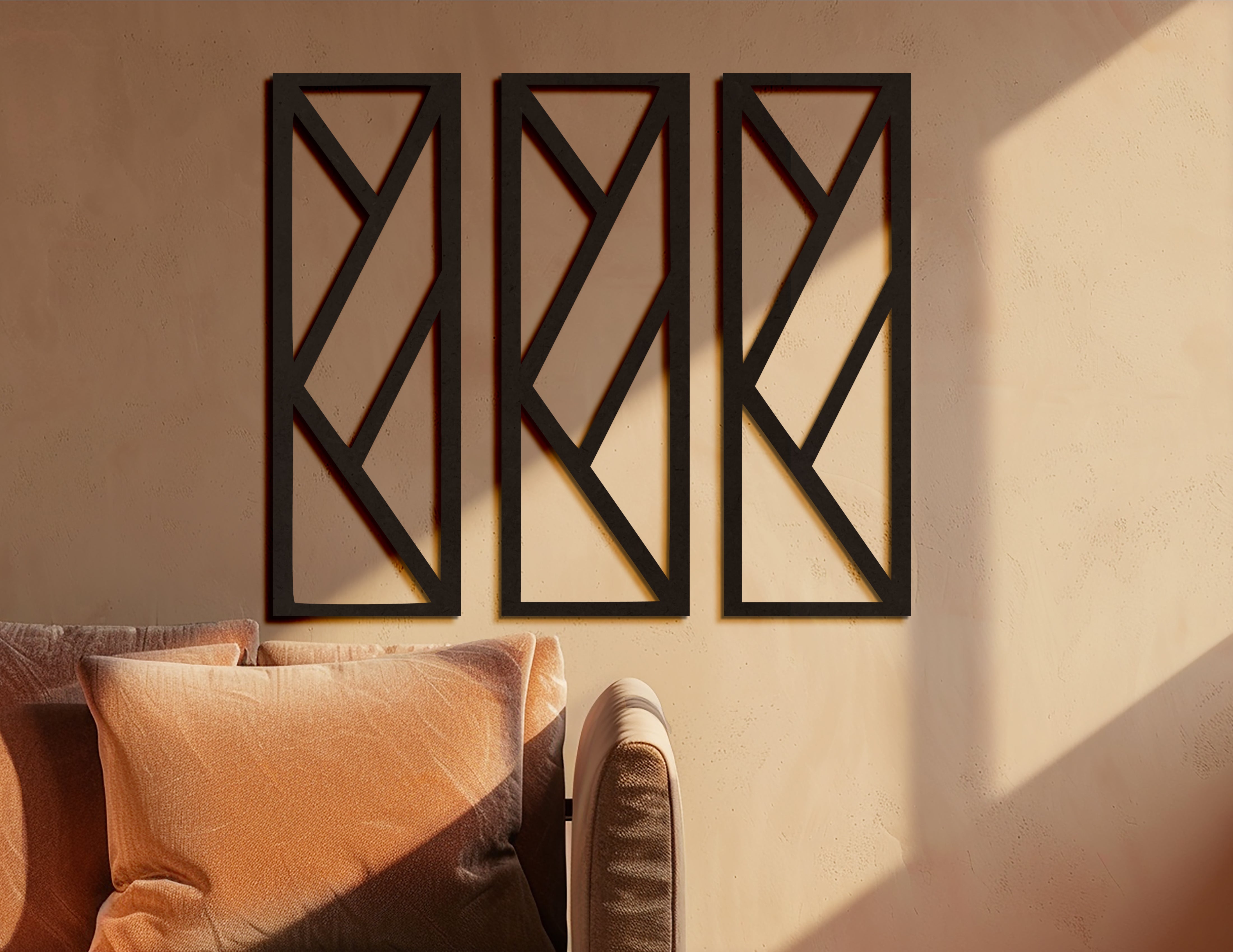Geometrik Ahşap Duvar Dekoru Seti 3’lü