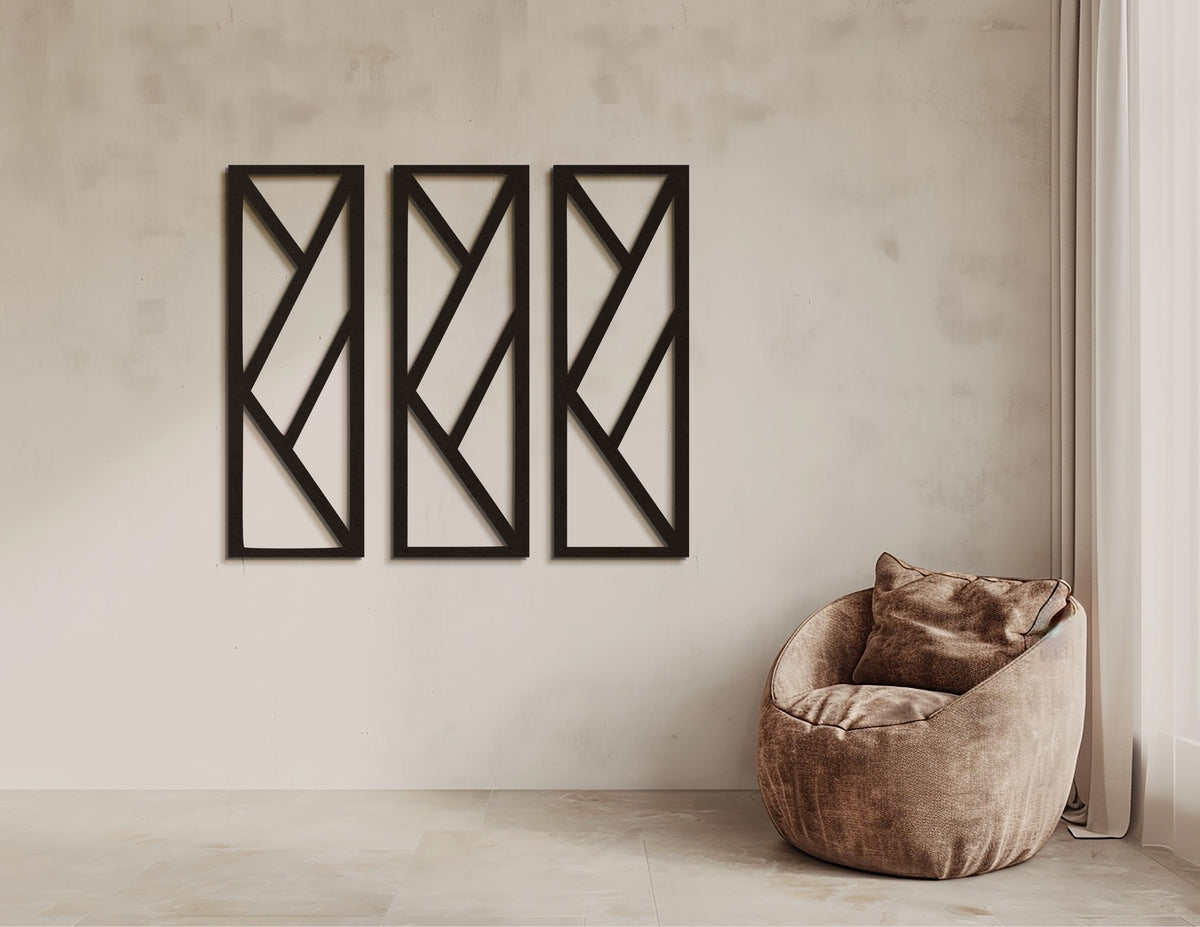 3'lü minimalist geometrik duvar dekoru seti, duvar görünümü