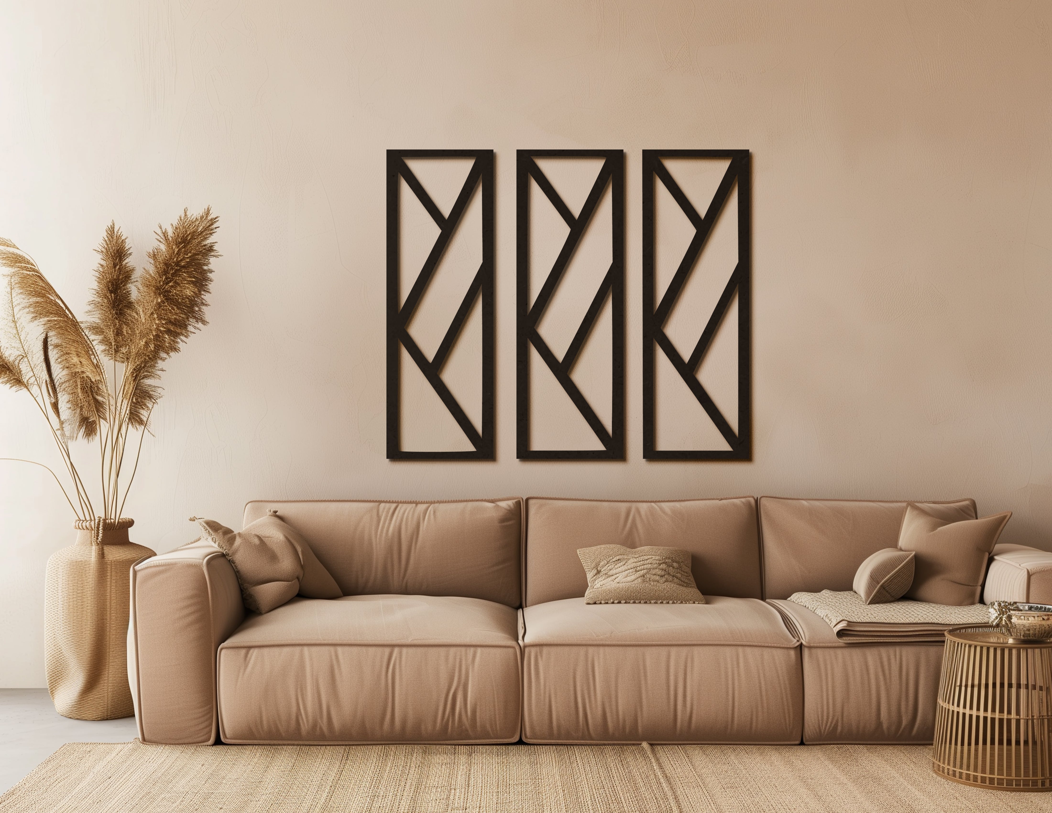 Geometrik Ahşap Duvar Dekoru Seti 3’lü