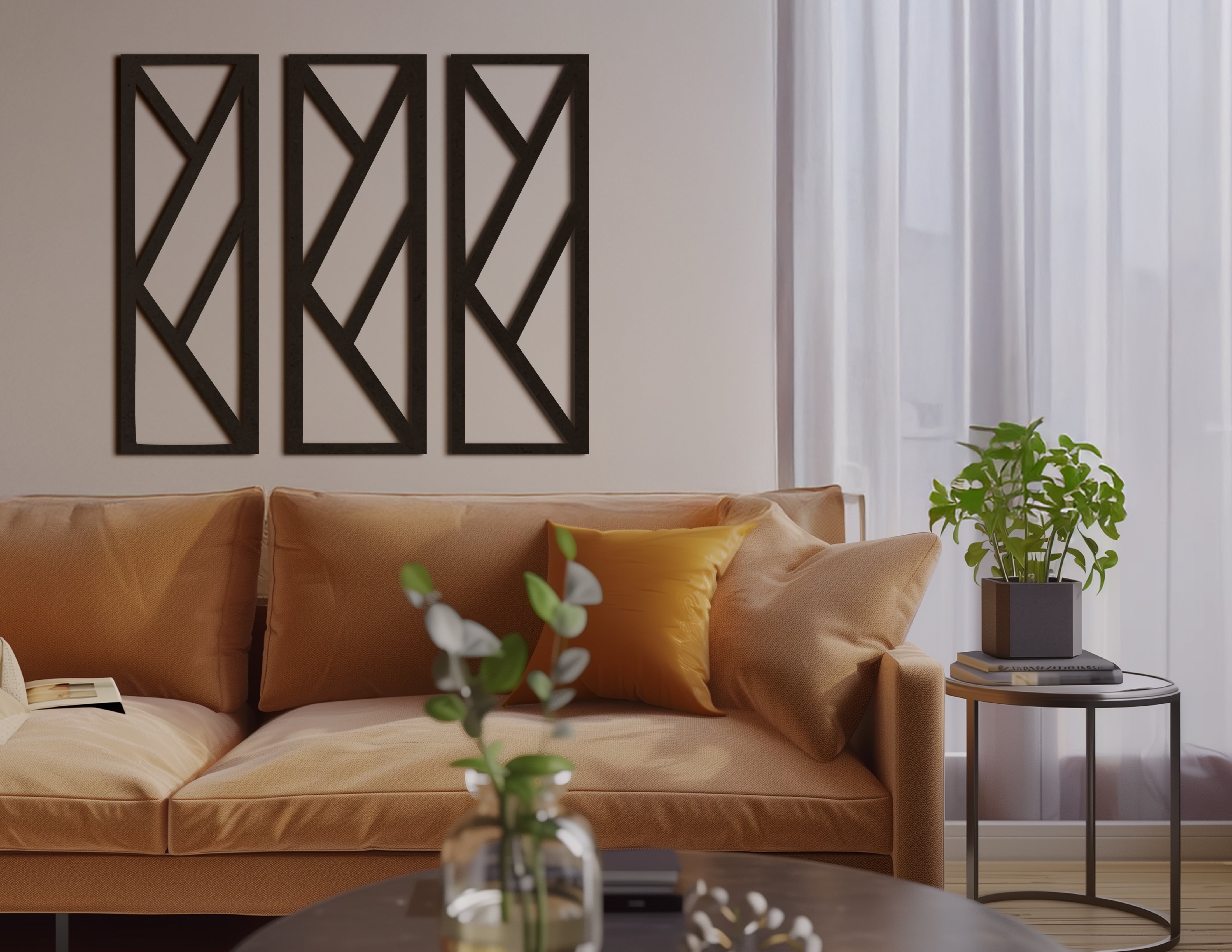 Geometrik Ahşap Duvar Dekoru Seti 3’lü