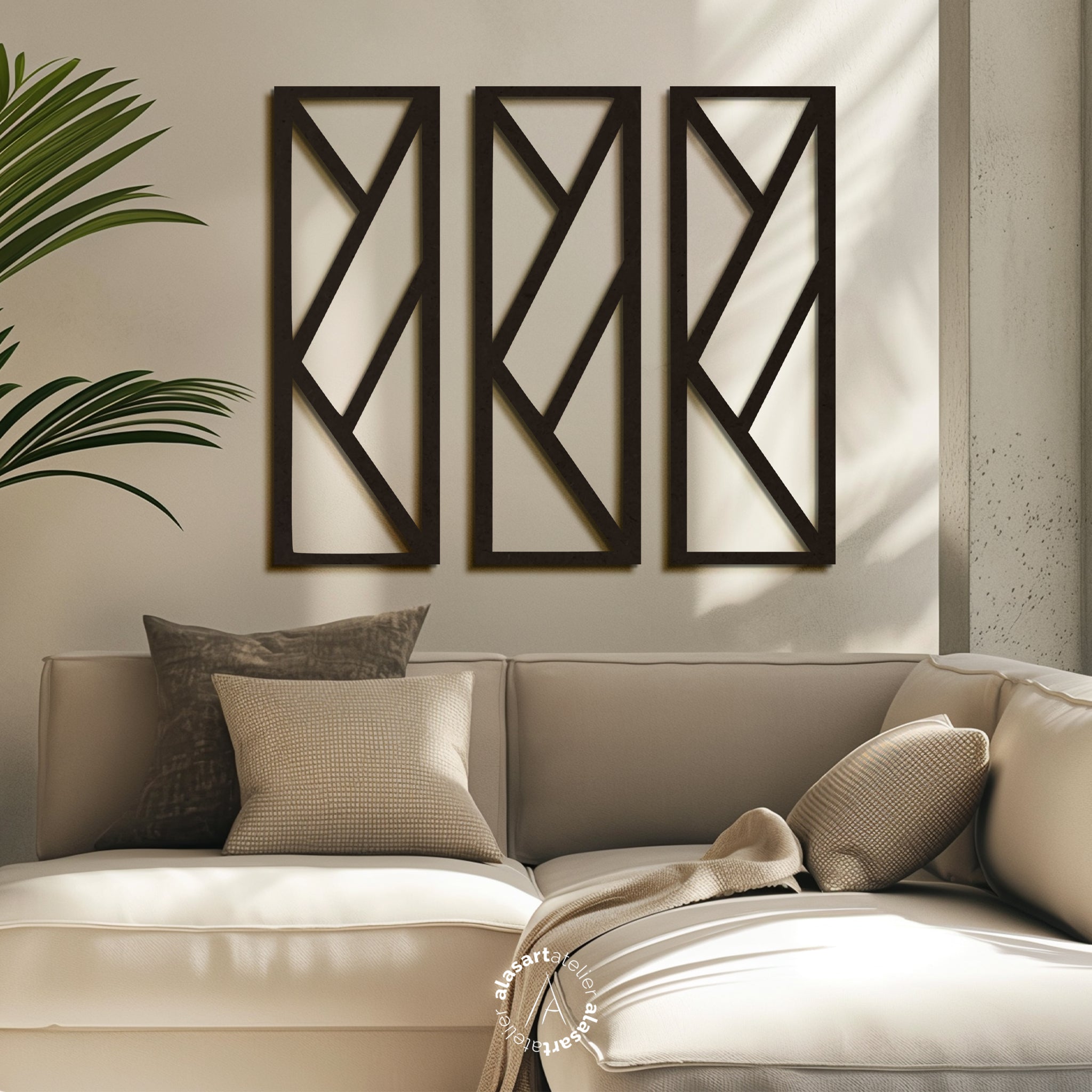 Geometrik Ahşap Duvar Dekoru Seti 3’lü