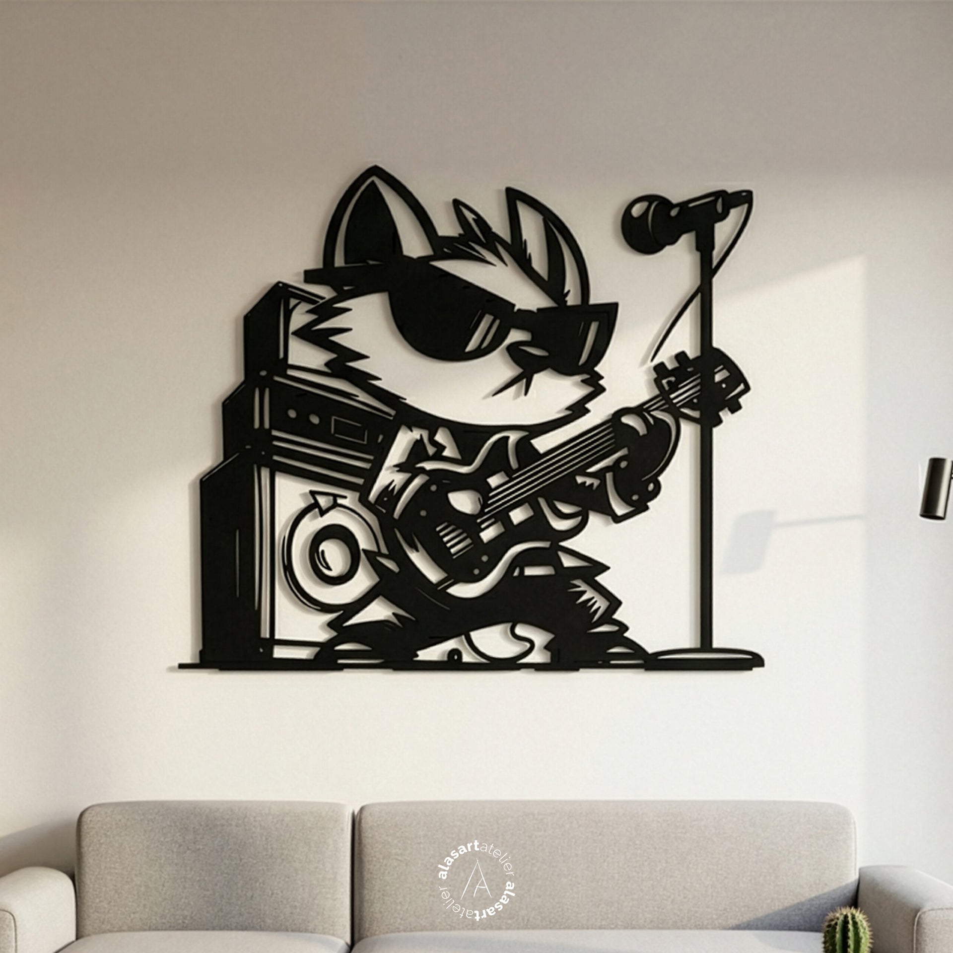 Gitarist Tilki Duvar Dekoru (Rock Fox)