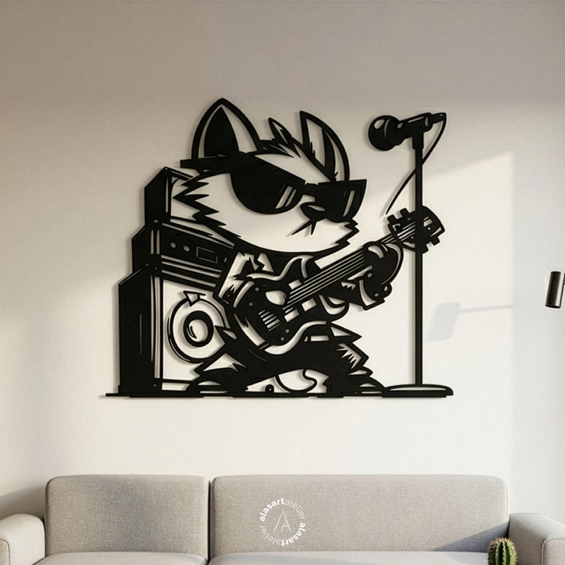 Gitarist Tilki Duvar Dekoru (Rock Fox)