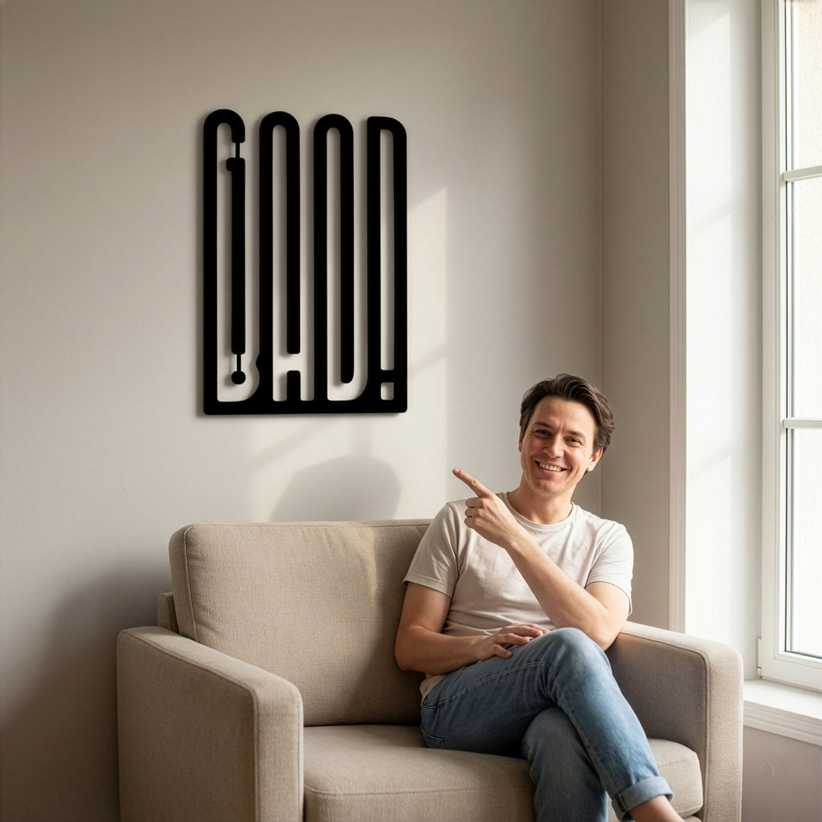Good Bad modern tipografi duvar sanatı, genç odası dekorasyonu, ürün detayı