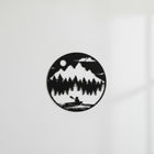 Ski & Mountain Lake - Round Wooden Wall Decor