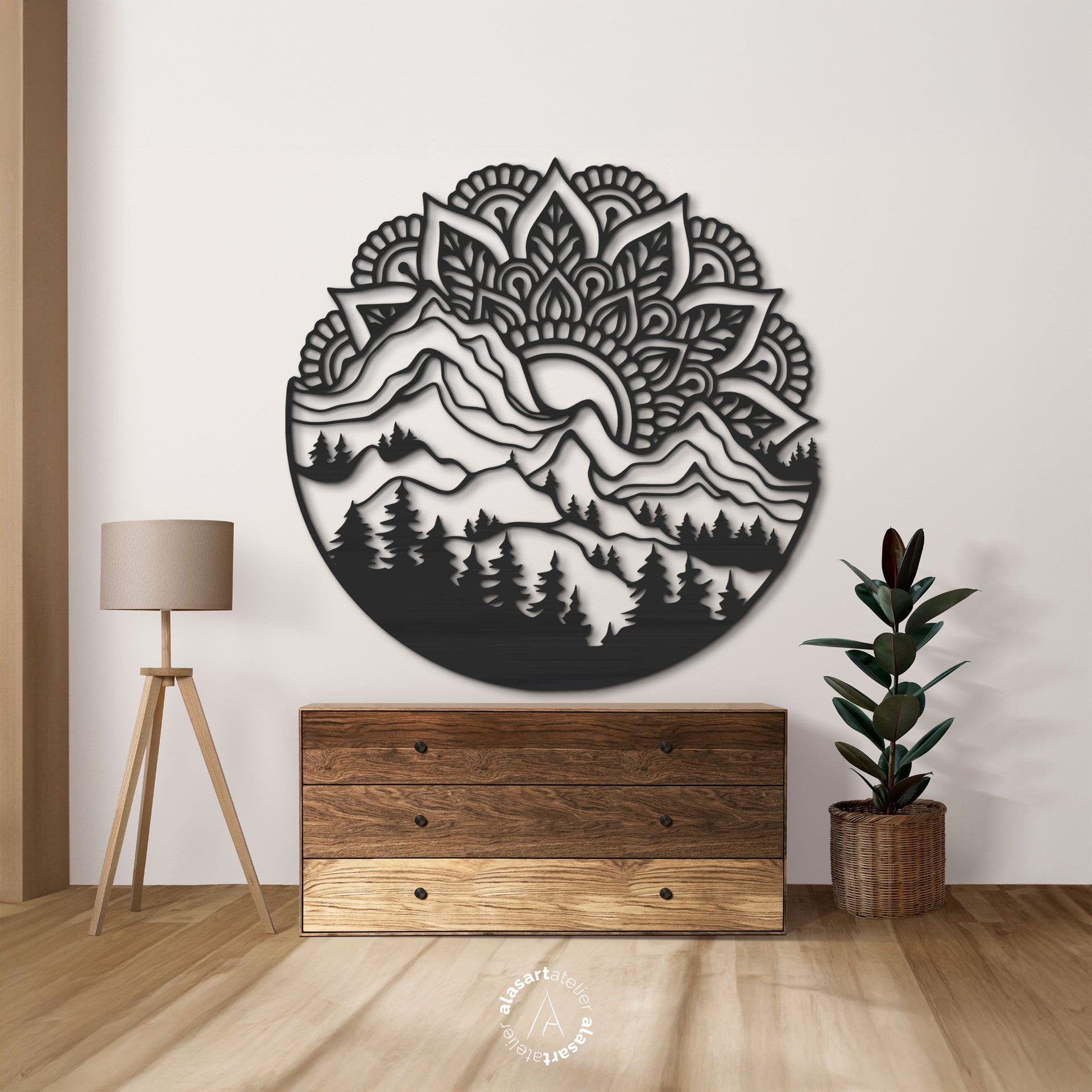 Mandala Mountain Wooden Wall Decor