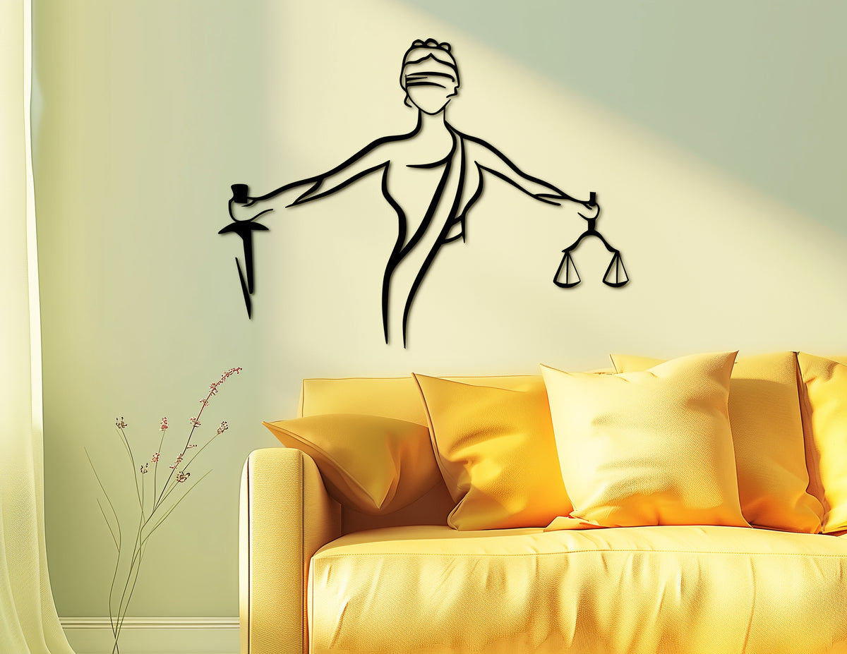 Adalet Tanrıçası duvar dekoru, ofis dekorasyonu için mitolojik tasarım, ürün detayı
