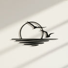 Minimalist Sunset & Seagulls Wall Decor