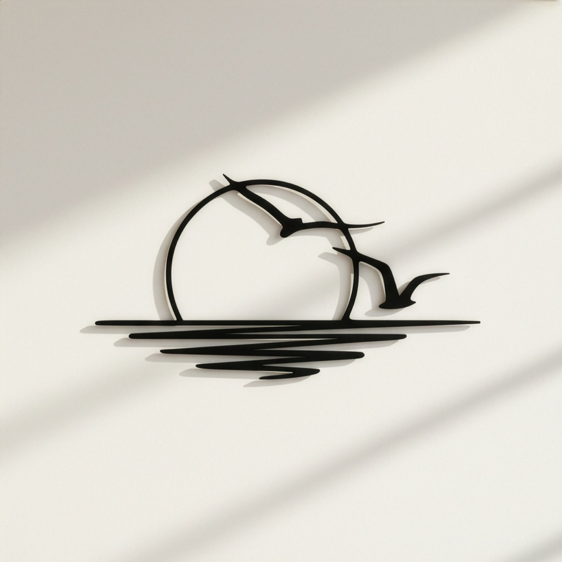 Minimalist Sunset & Seagulls Wall Decor