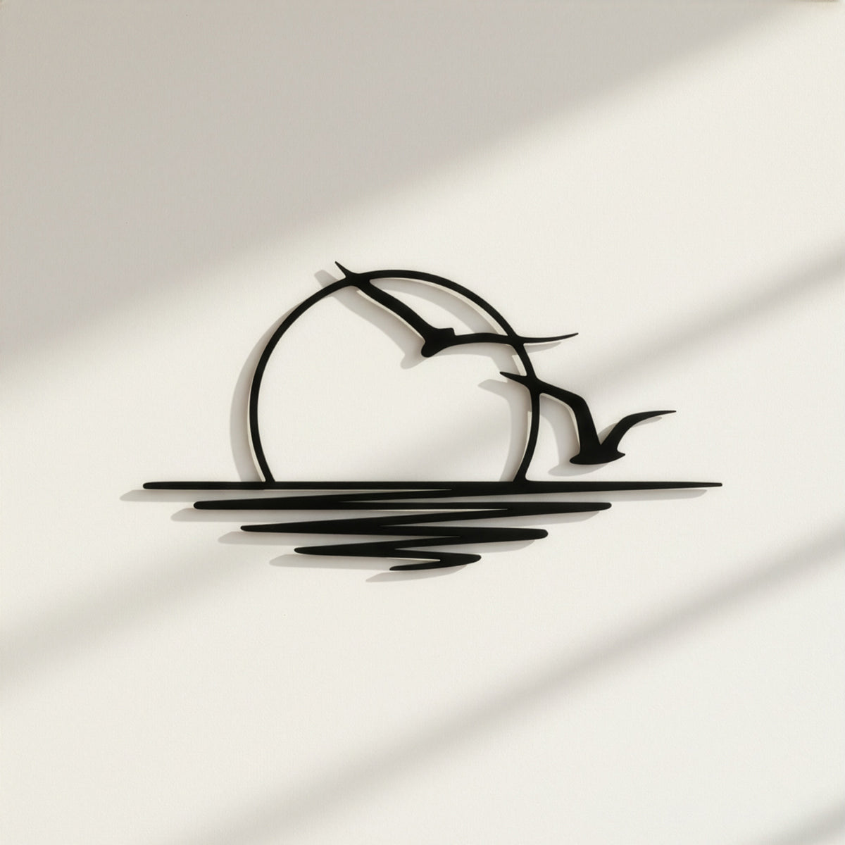 Minimalist gün batımı ve martılar duvar dekoru, salon ve yatak odası için doğa temalı ahşap duvar sanatı