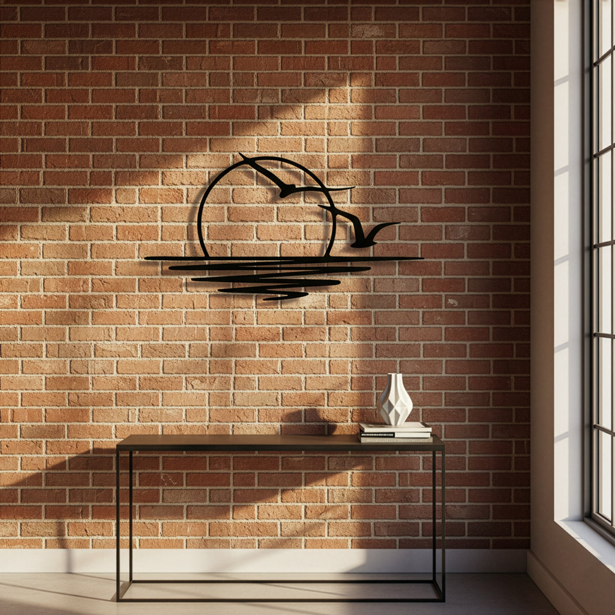 Minimalist gün batımı duvar dekoru, yatak odası için doğa temalı duvar sanatı, yakın detay