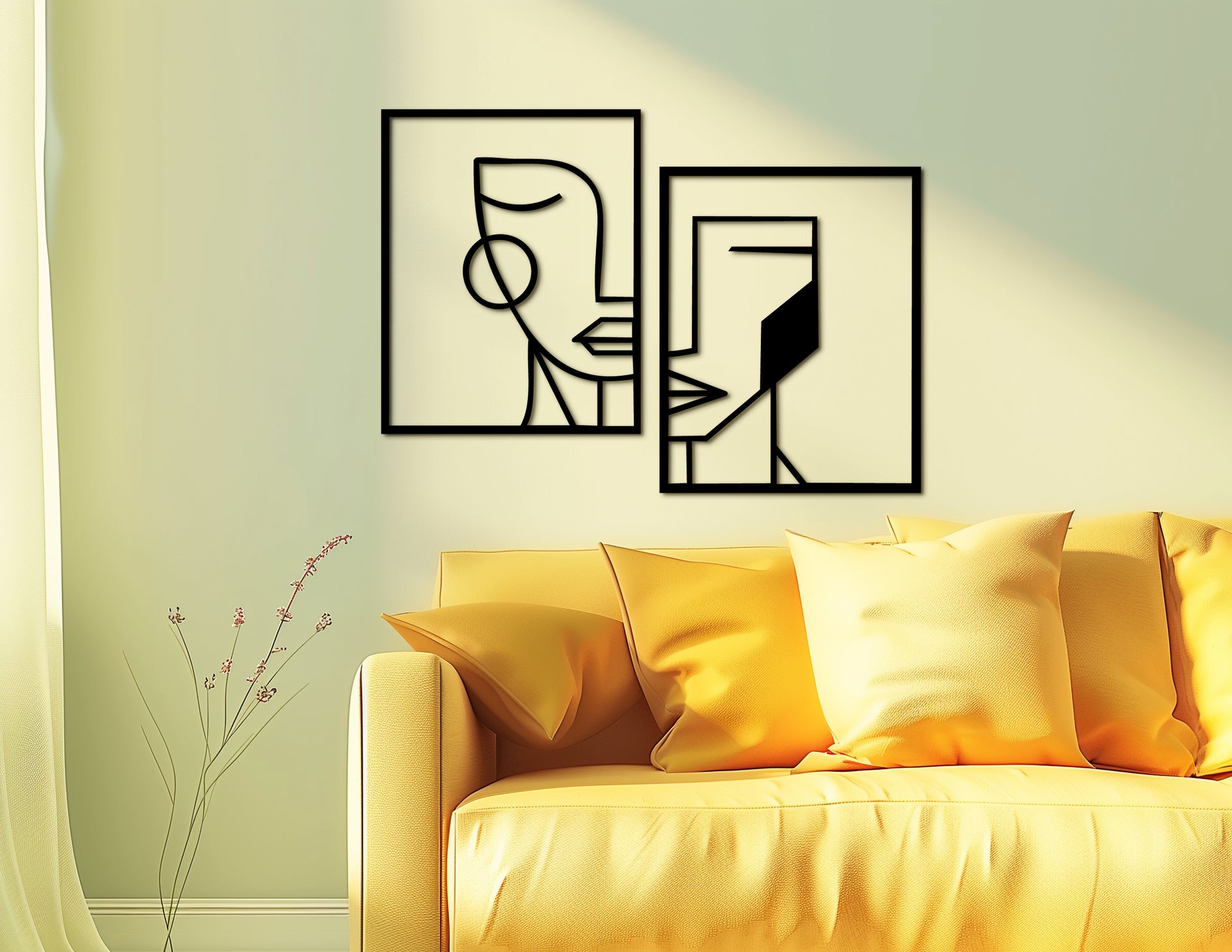 Minimalist Geometric Faces Set of 2 Wall Decor