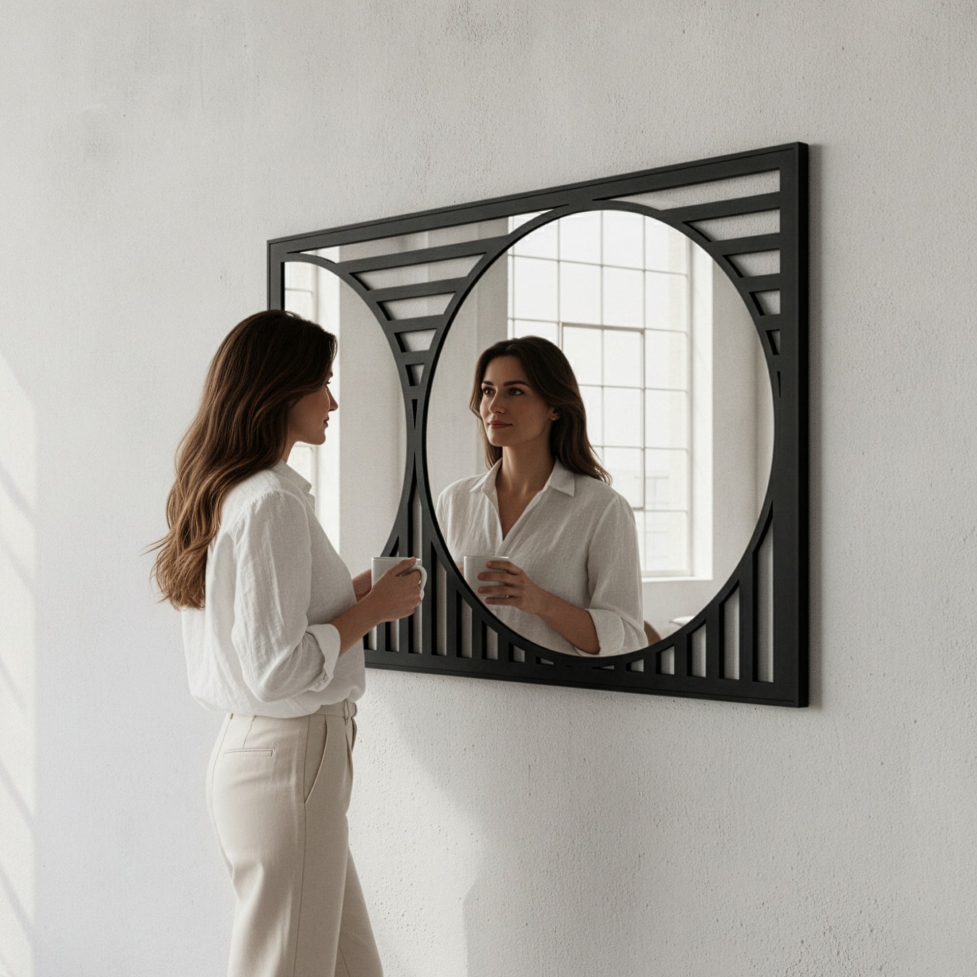 Geometrik Daire & Yarım Daire Duvar Aynası