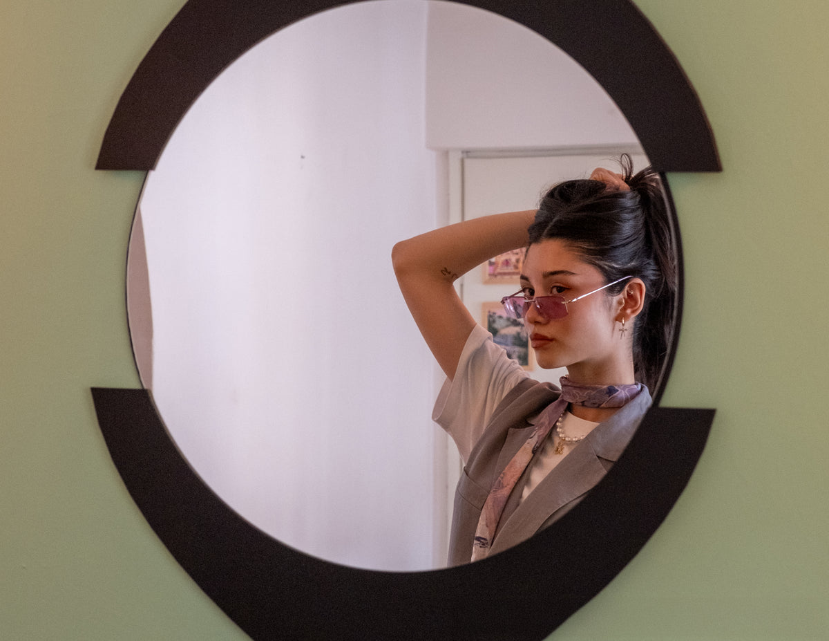 Yuvarlak duvar aynası, salon için modern ahşap dekoratif ayna
