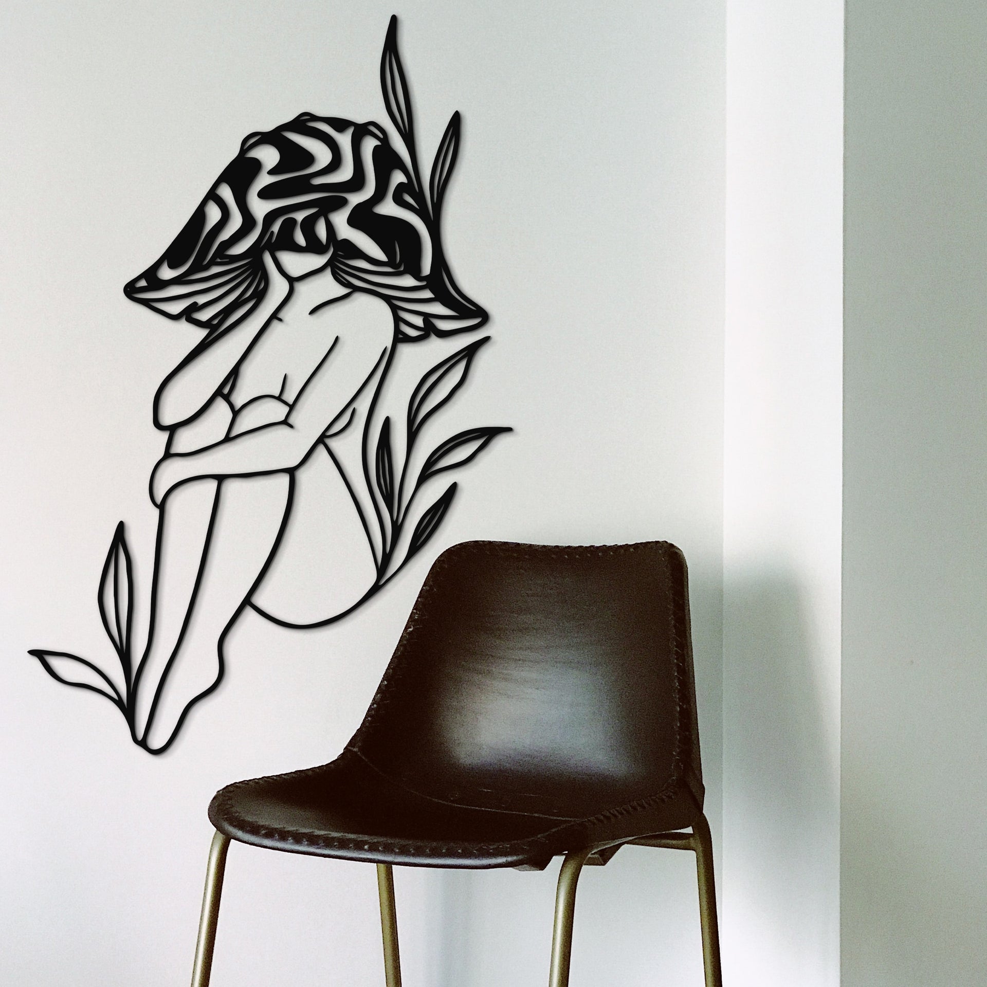 Psychedelic Woman & Mushroom Wooden Wall Decor