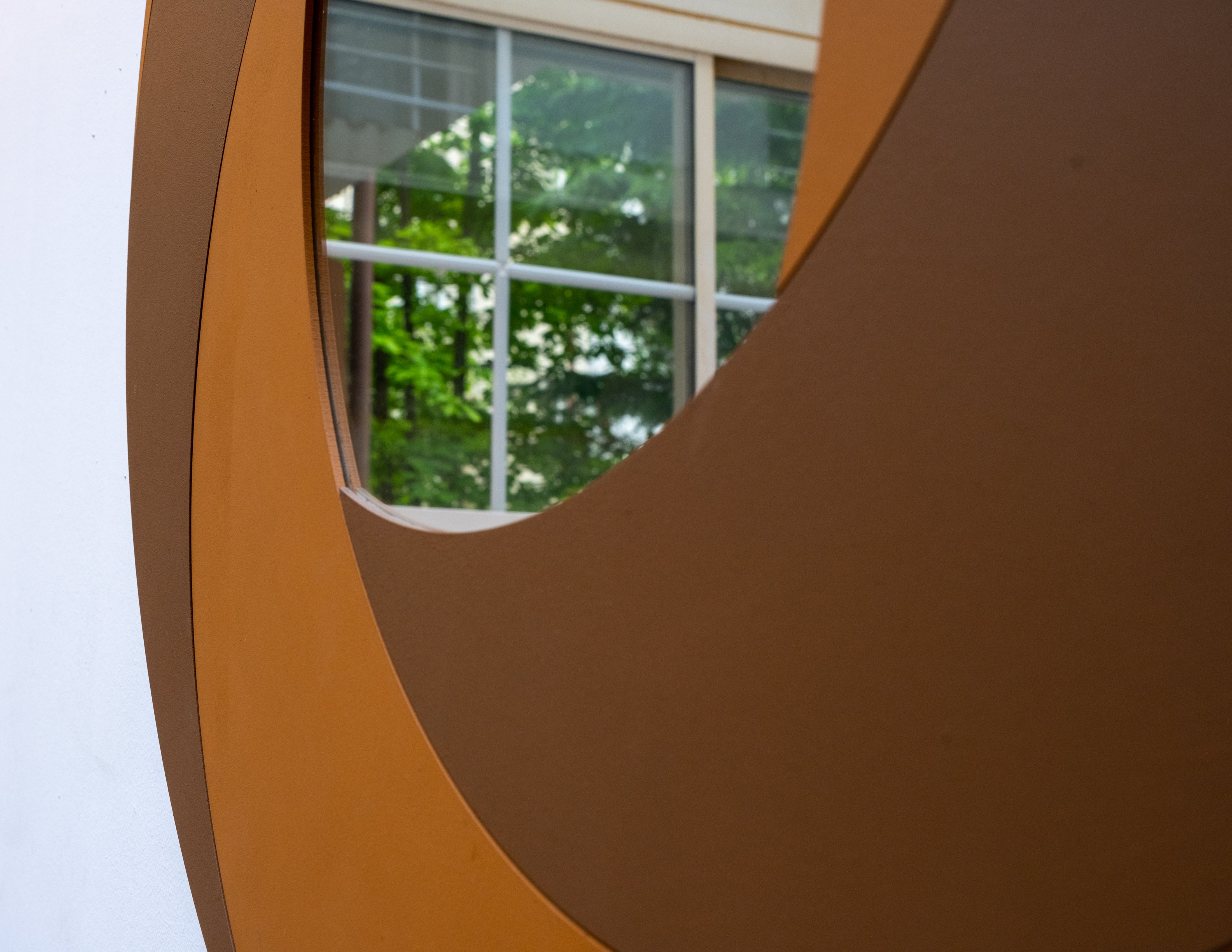 Chromium Detaylı Dekoratif Yuvarlak Duvar Aynası - Kestane ve Karamel