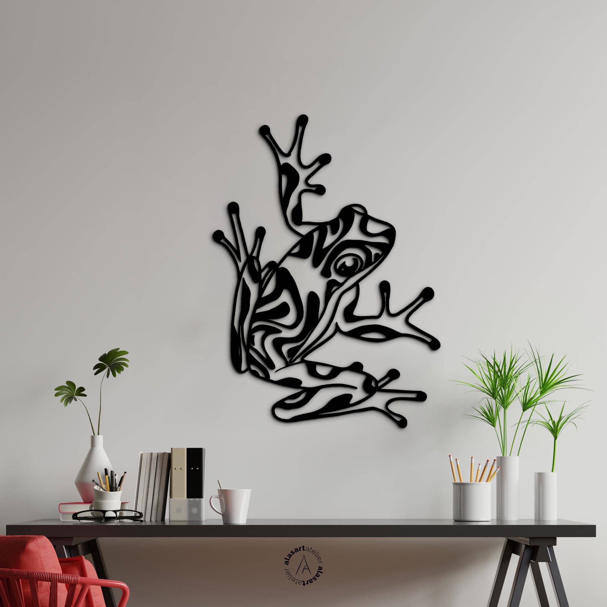 Psikedelik Kurbağa Ahşap Duvar Dekoru