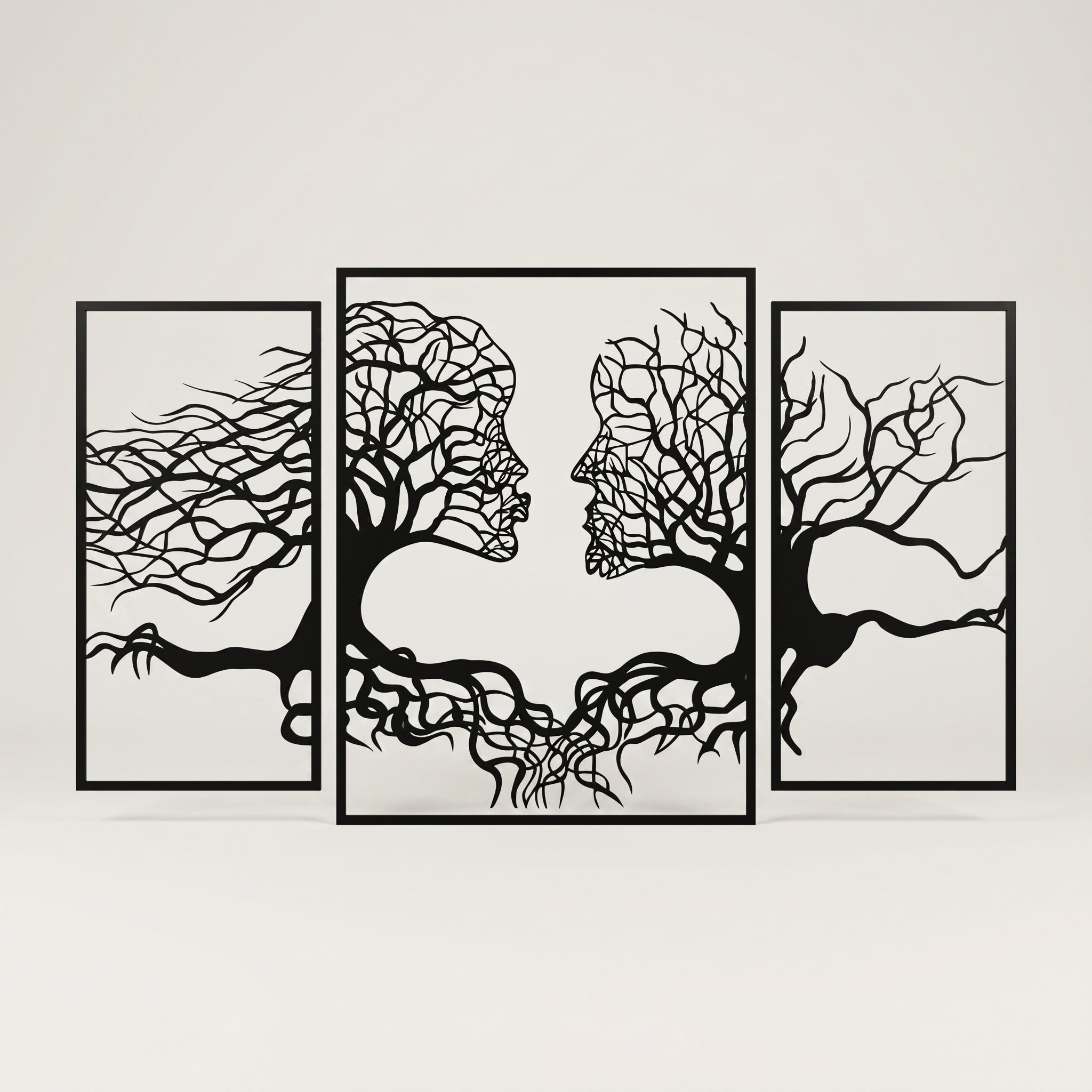 Abstract Faces 3-Piece Wooden Wall Decor