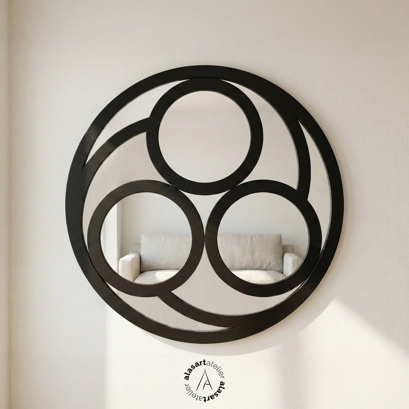 Üçlü Spiral Yuvarlak Duvar Aynası