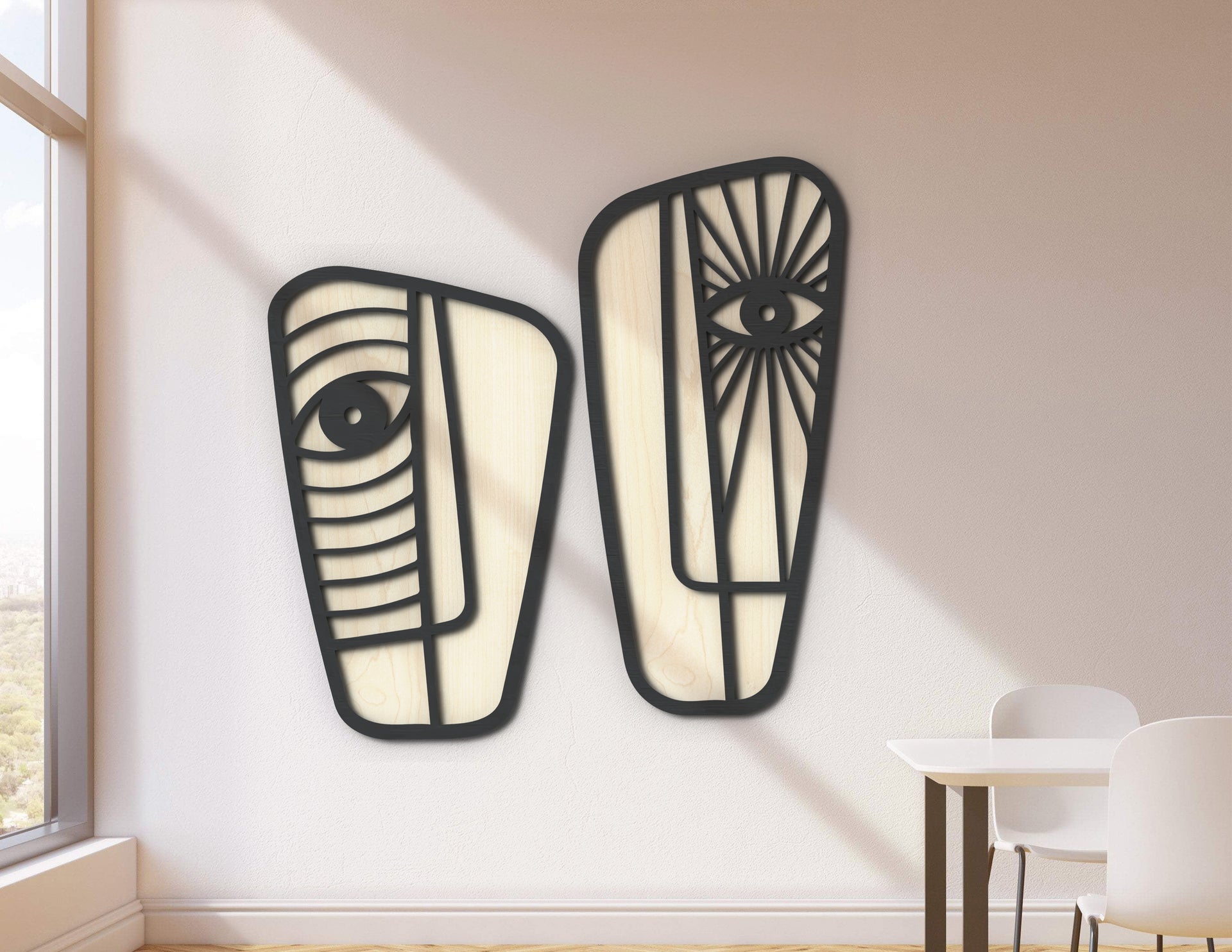 Abstrasso Maske Katmanlı Modern Duvar Dekoru 2'li Set