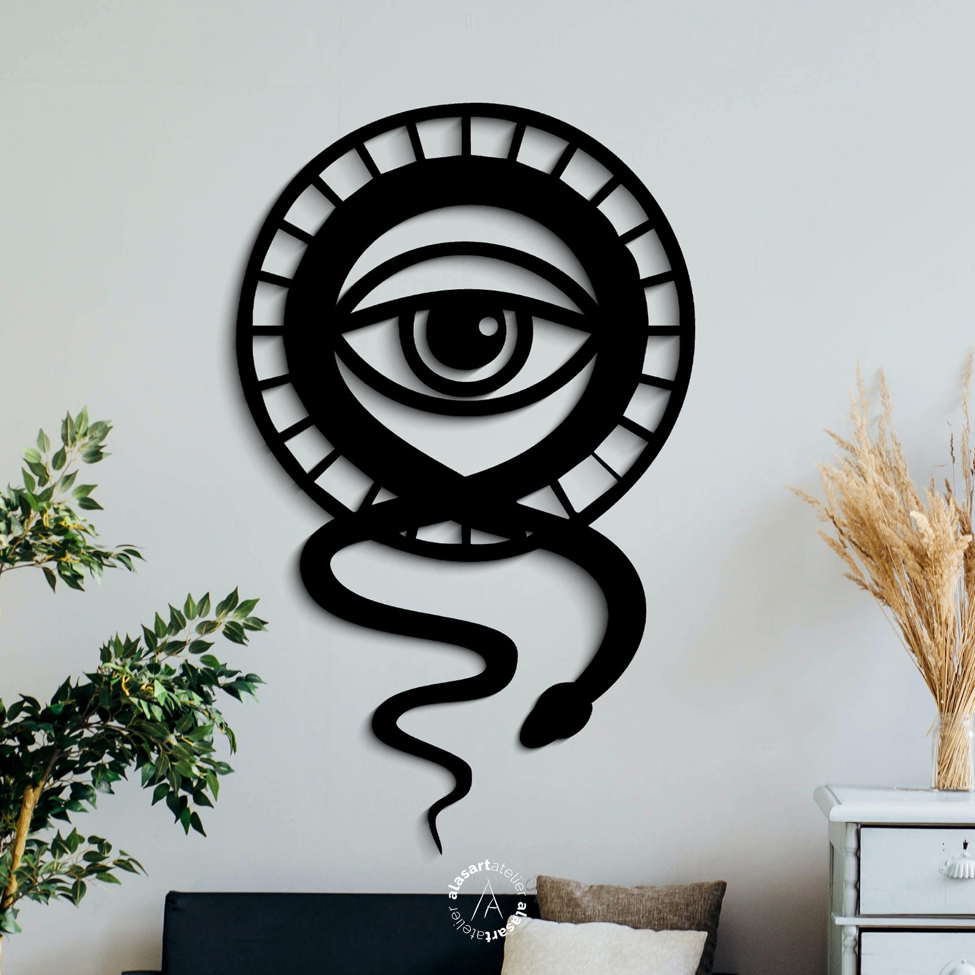 Snake and Eye Wooden Wall Decor