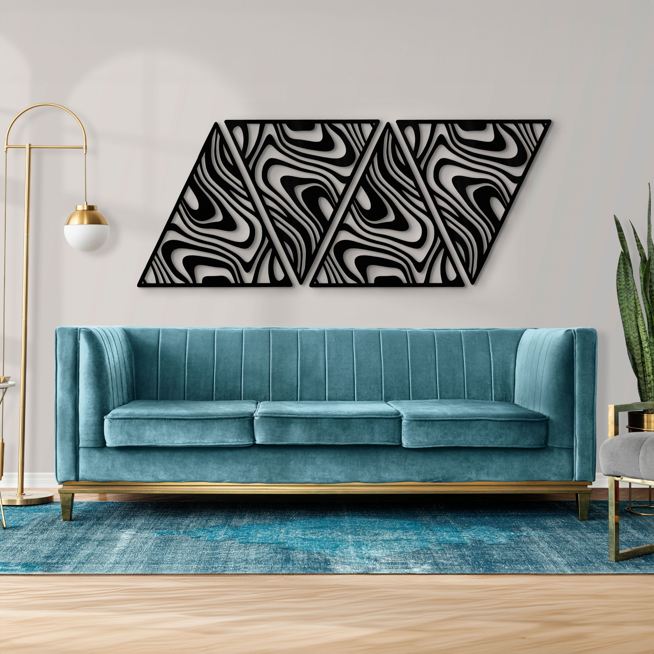 Trio Triangle - 3’lü Soyut Üçgen Duvar Dekoru Seti