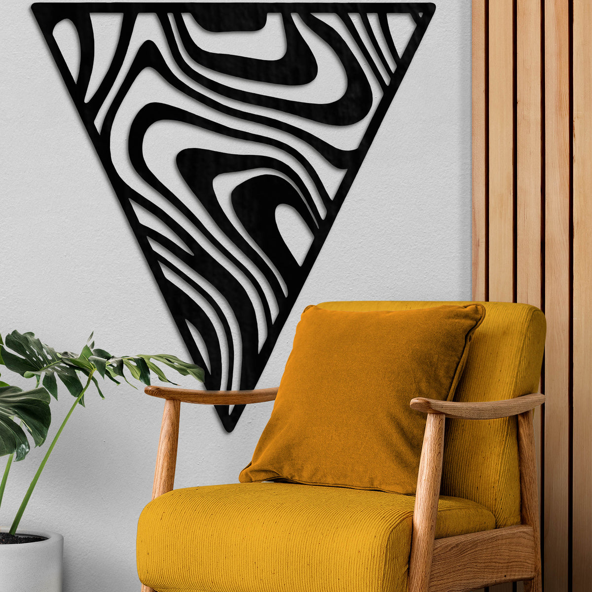 Trio Triangle soyut üçgen duvar dekoru seti, salon dekorasyonu için 3'lü set, ürün detayı