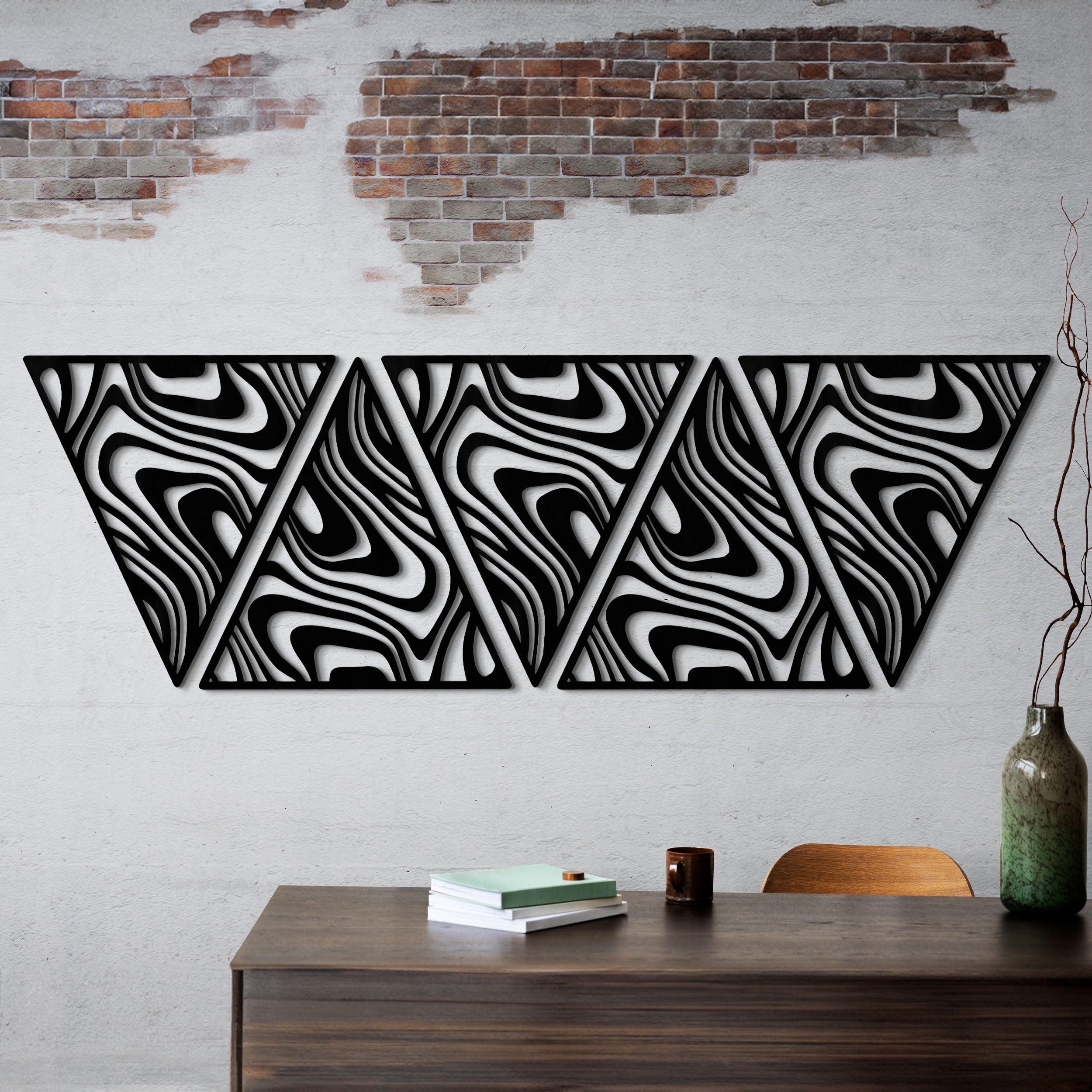 Trio Triangle - 3’lü Soyut Üçgen Duvar Dekoru Seti