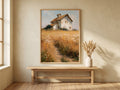 White Barn in Golden Meadow Oil Painting Landscape Poster